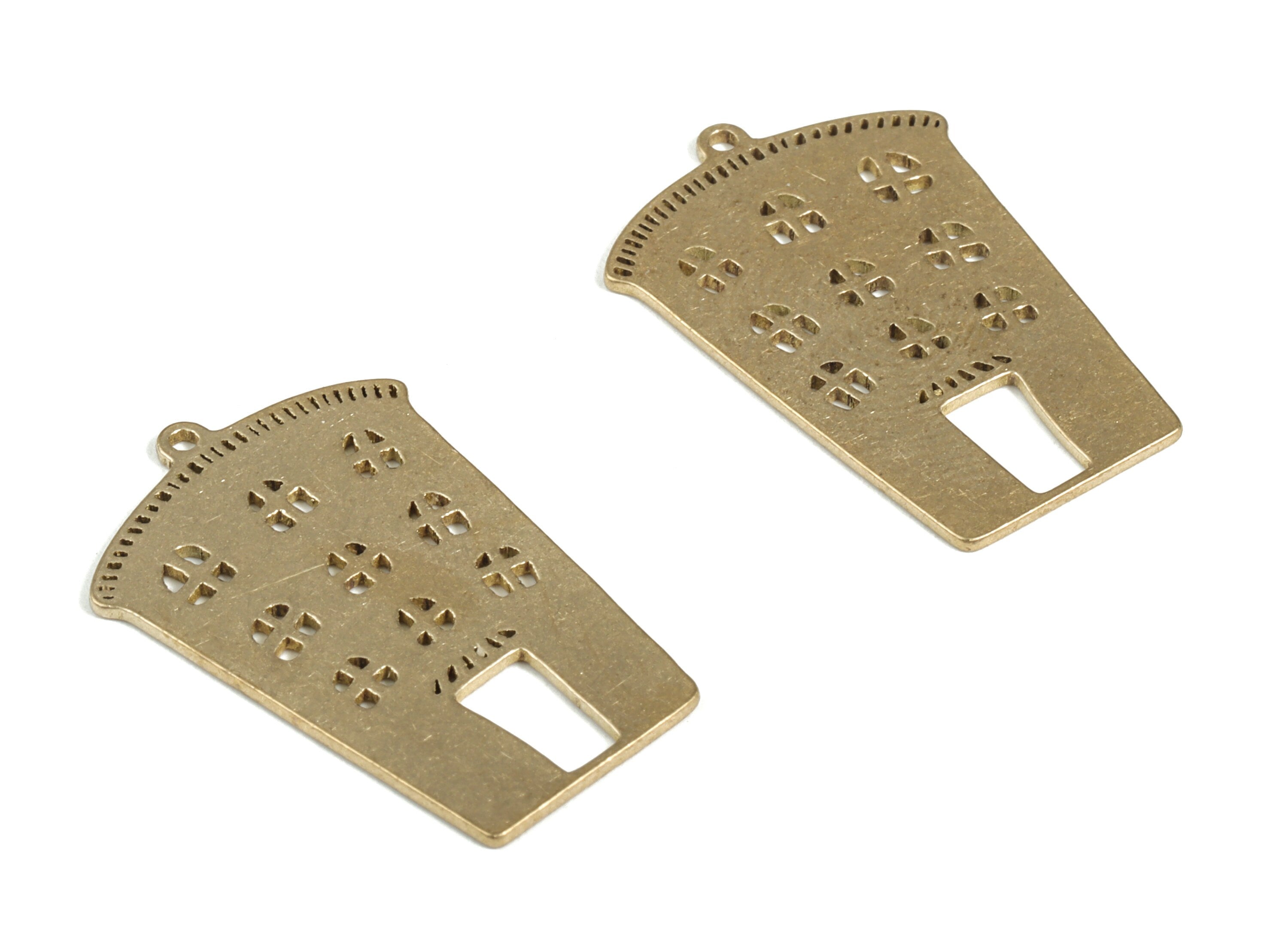 Brass House Earring Charms - Raw Brass My sweet Home Pendant - Earring Findings - Jewelry Making Supplies - 19.83x13.32x0.78mm - PP4008 - DOMEDBAZAAR
