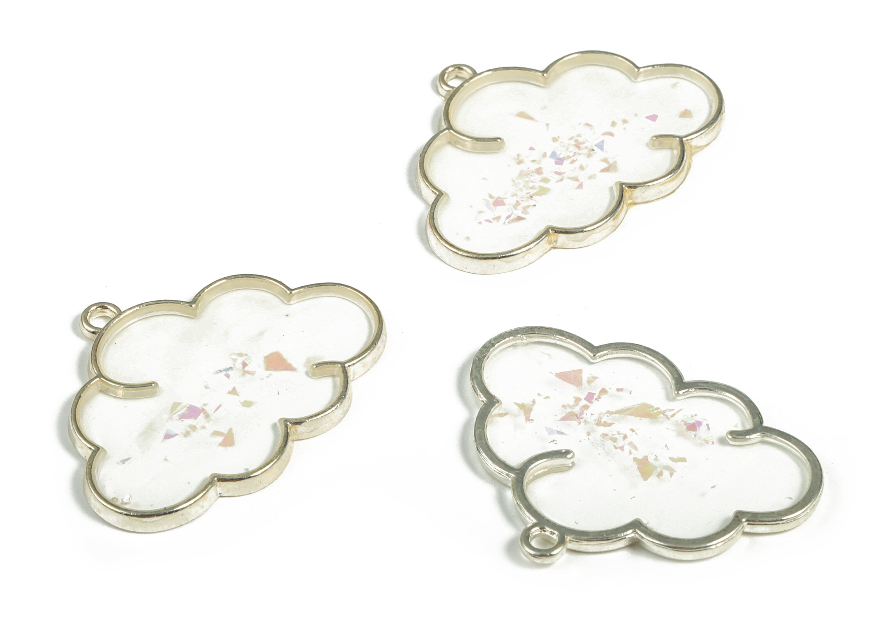 Alloy Could Earring Charms - Zinc Alloy Could Pendant - Silver Tone Plated Zircon - Jewelry Making Supplies - 35.98x27.22x2.25mm - ZZ1801A - DOMEDBAZAAR