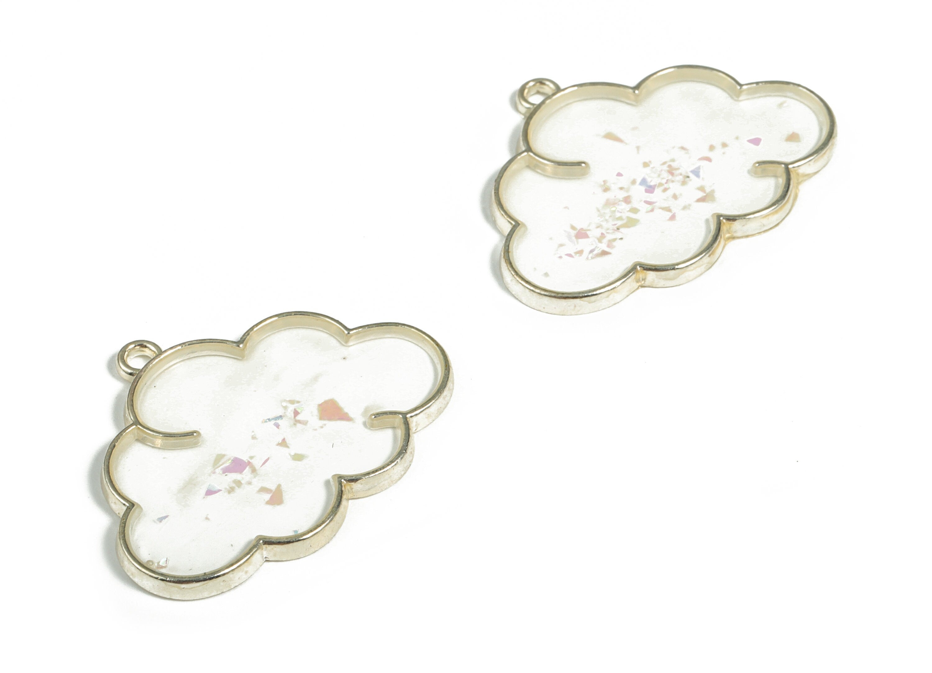 Alloy Could Earring Charms - Zinc Alloy Could Pendant - Silver Tone Plated Zircon - Jewelry Making Supplies - 35.98x27.22x2.25mm - ZZ1801A - DOMEDBAZAAR