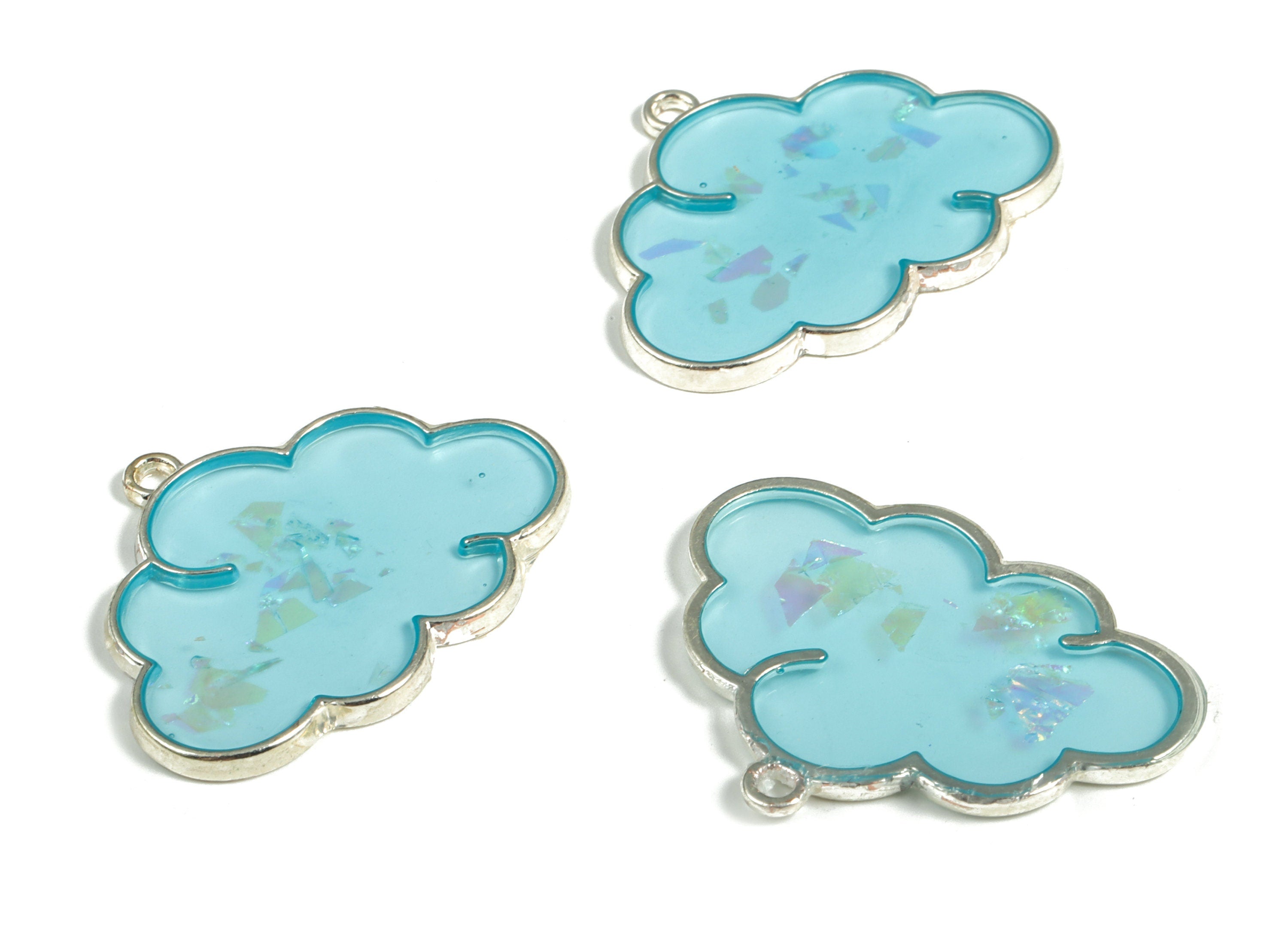 Alloy Could Earring Charms - Zinc Alloy Could Pendant - Silver Tone Plated Zircon - Jewelry Making Supplies - 35.98x27.22x2.25mm - ZZ1801B - DOMEDBAZAAR