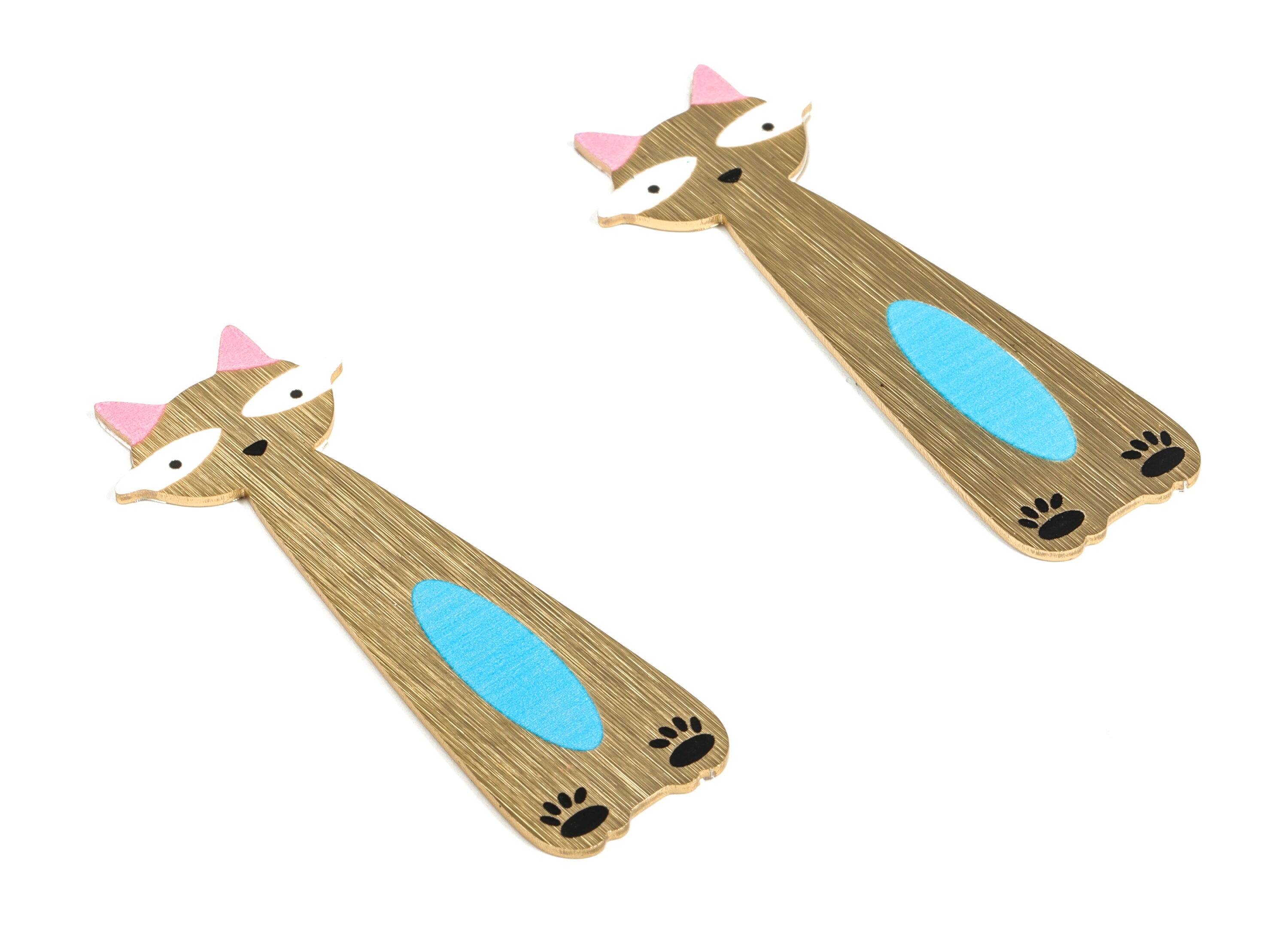Aluminium Cat for Hair Barrette - Aluminium Cat Hair Clip - Gold Tone Plated Cat Charm - Jewelry Supplies - 65.54x23.86x1.2mm -AA1146A - DOMEDBAZAAR