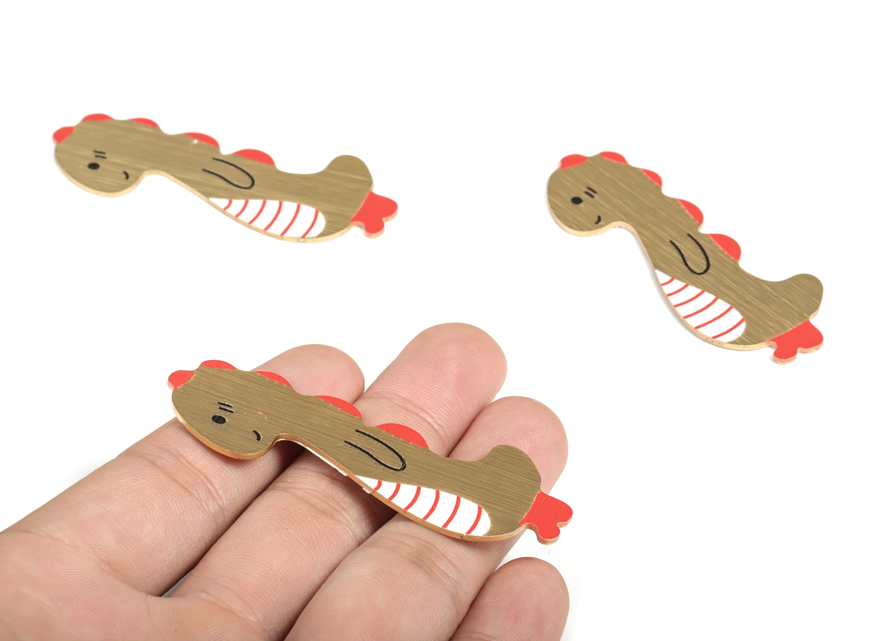 Aluminium Dinosaur for Hair Barrette - Gold Tone Plated- Aluminium Dinosaur Hair Clip - Jewelry Making Supplies - 65.99x24.79x1.2mm- AA1149 - DOMEDBAZAAR