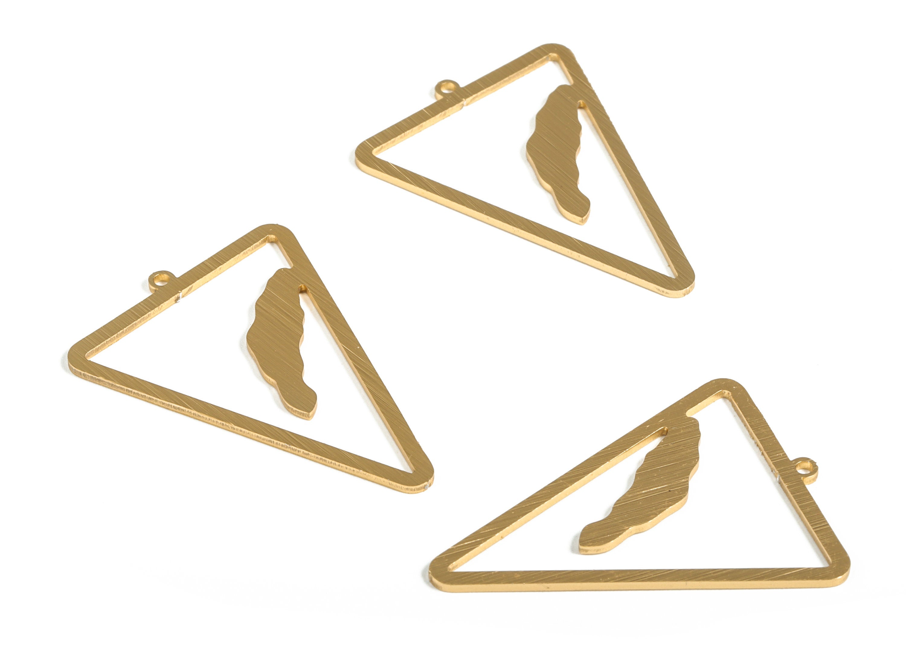 Aluminum Triangle Earring Charms - Aluminum Triangle Pendant - Gold Tone Plated - DIY Jewelry Making Supplies - 42.12x30.22x0.98mm - AA1151 - DOMEDBAZAAR