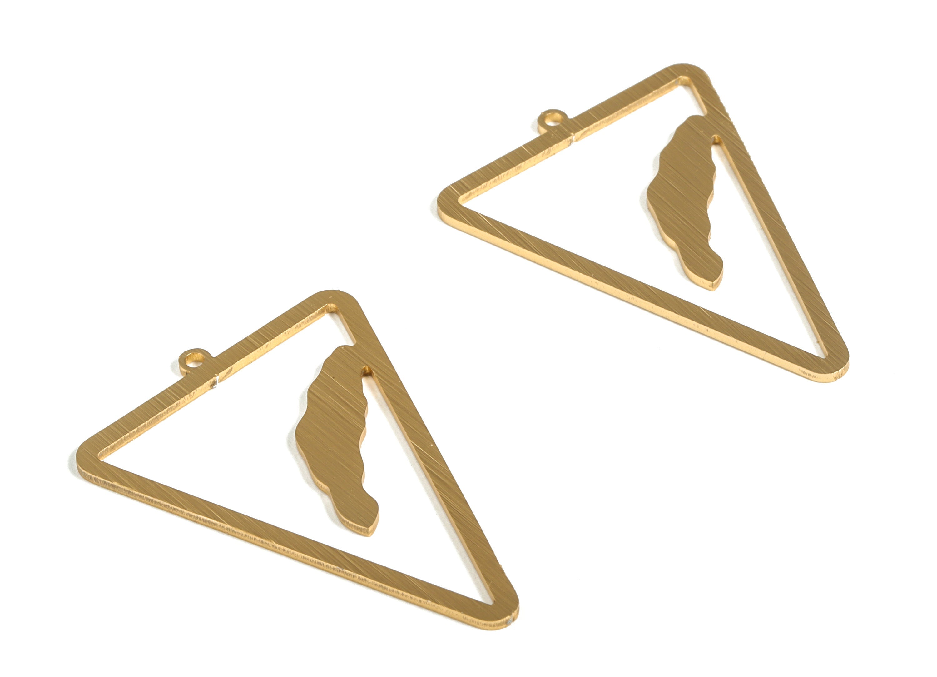 Aluminum Triangle Earring Charms - Aluminum Triangle Pendant - Gold Tone Plated - DIY Jewelry Making Supplies - 42.12x30.22x0.98mm - AA1151 - DOMEDBAZAAR