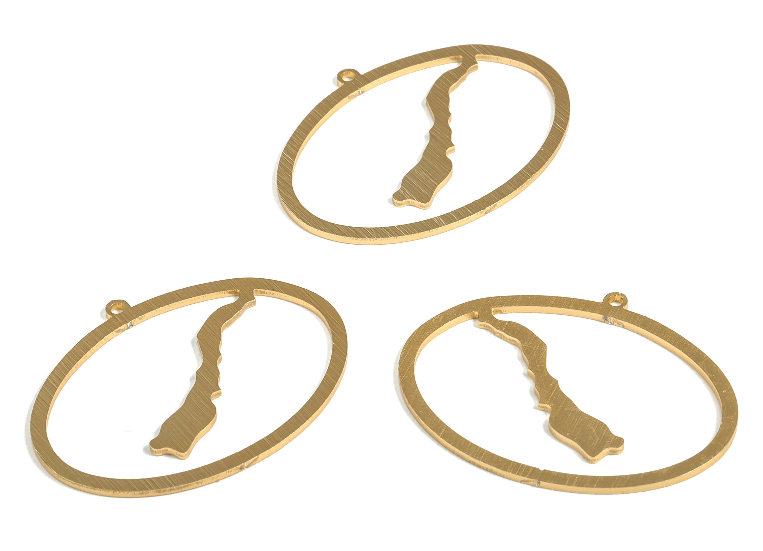 Aluminum Oval Earring Charms - Aluminum Oval Pendant - Anodized Aluminium Charms - Gold Tone Plated - 40.69x30.89x1.1mm - AA1154C - DOMEDBAZAAR