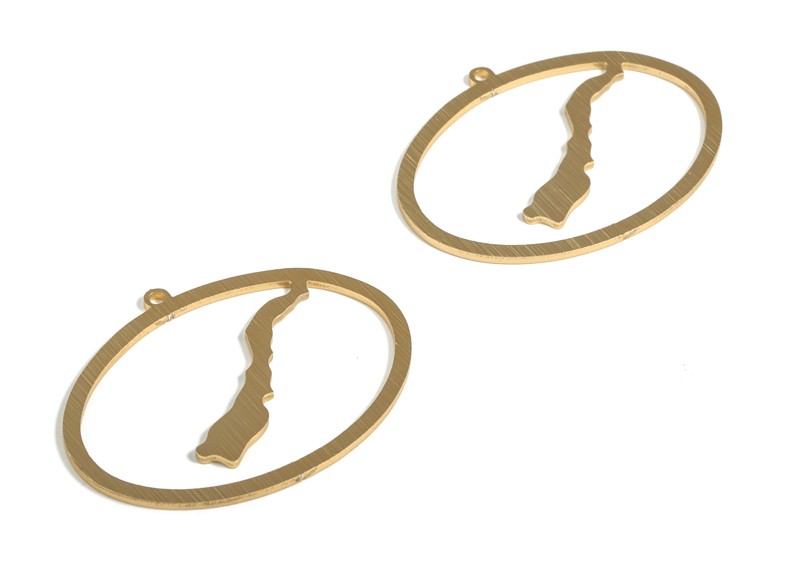 Aluminum Oval Earring Charms - Aluminum Oval Pendant - Anodized Aluminium Charms - Gold Tone Plated - 40.69x30.89x1.1mm - AA1154C - DOMEDBAZAAR