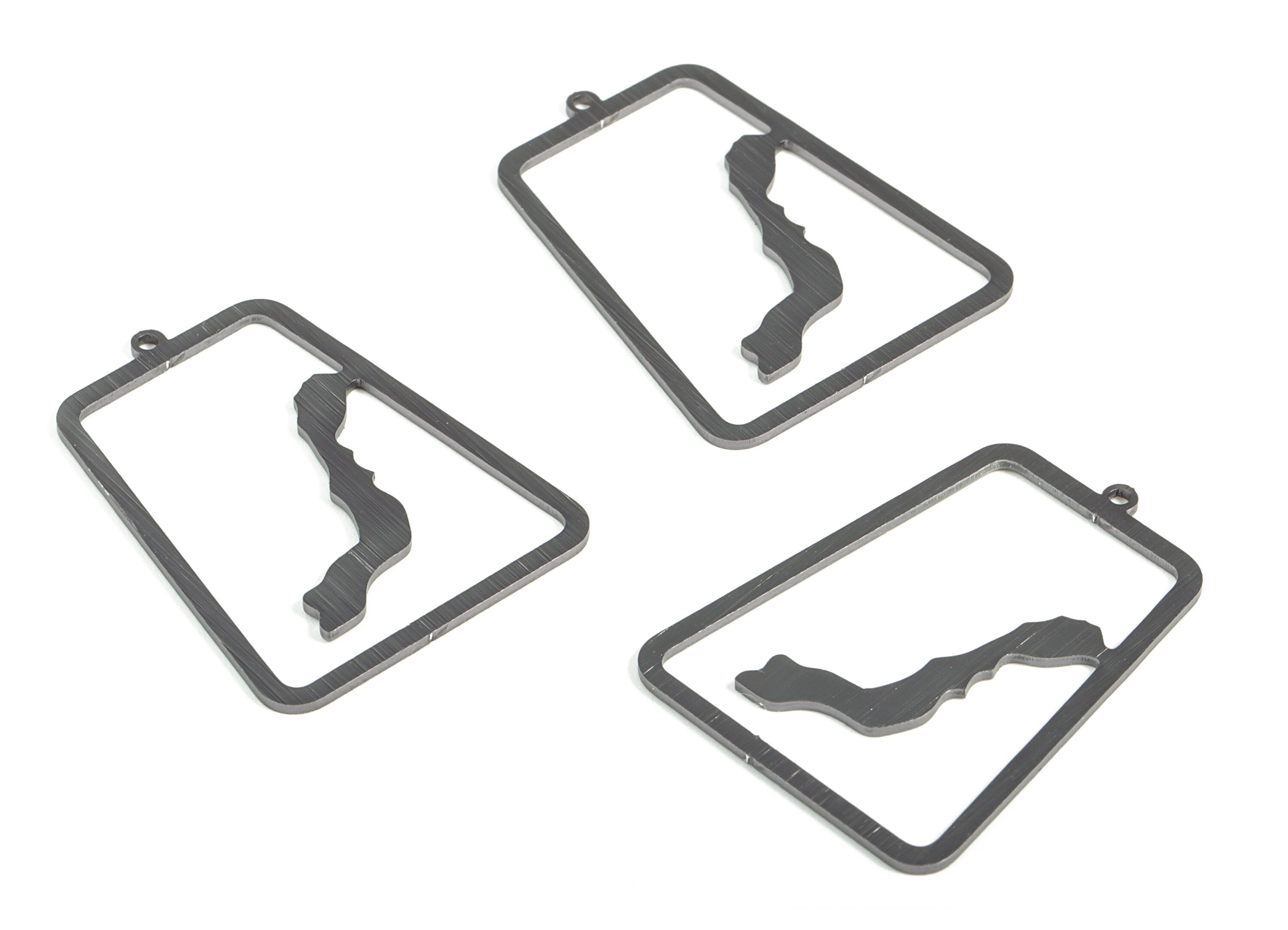 Aluminum Rectangle Earring Charms - Aluminum Rectangle Pendant - Anodized Aluminium Charms - Black Plated - 41.24x31.22x1.09mm - AA1155A - DOMEDBAZAAR
