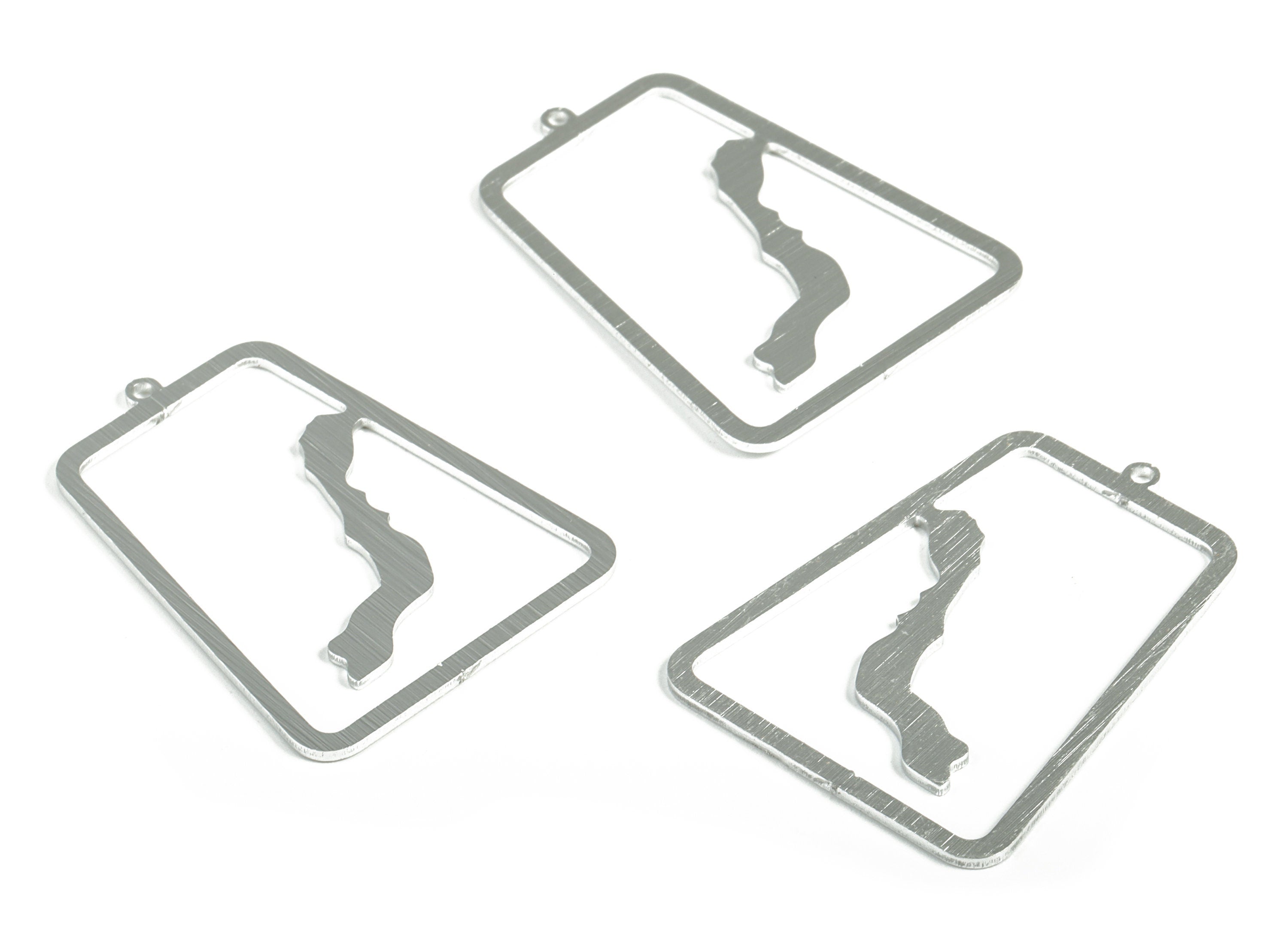 Aluminum Rectangle Earring Charms - Aluminum Rectangle Pendant - Anodized Aluminium Charm - Silver Tone Plated - 41.24x31.22x1.1mm - AA1155B - DOMEDBAZAAR