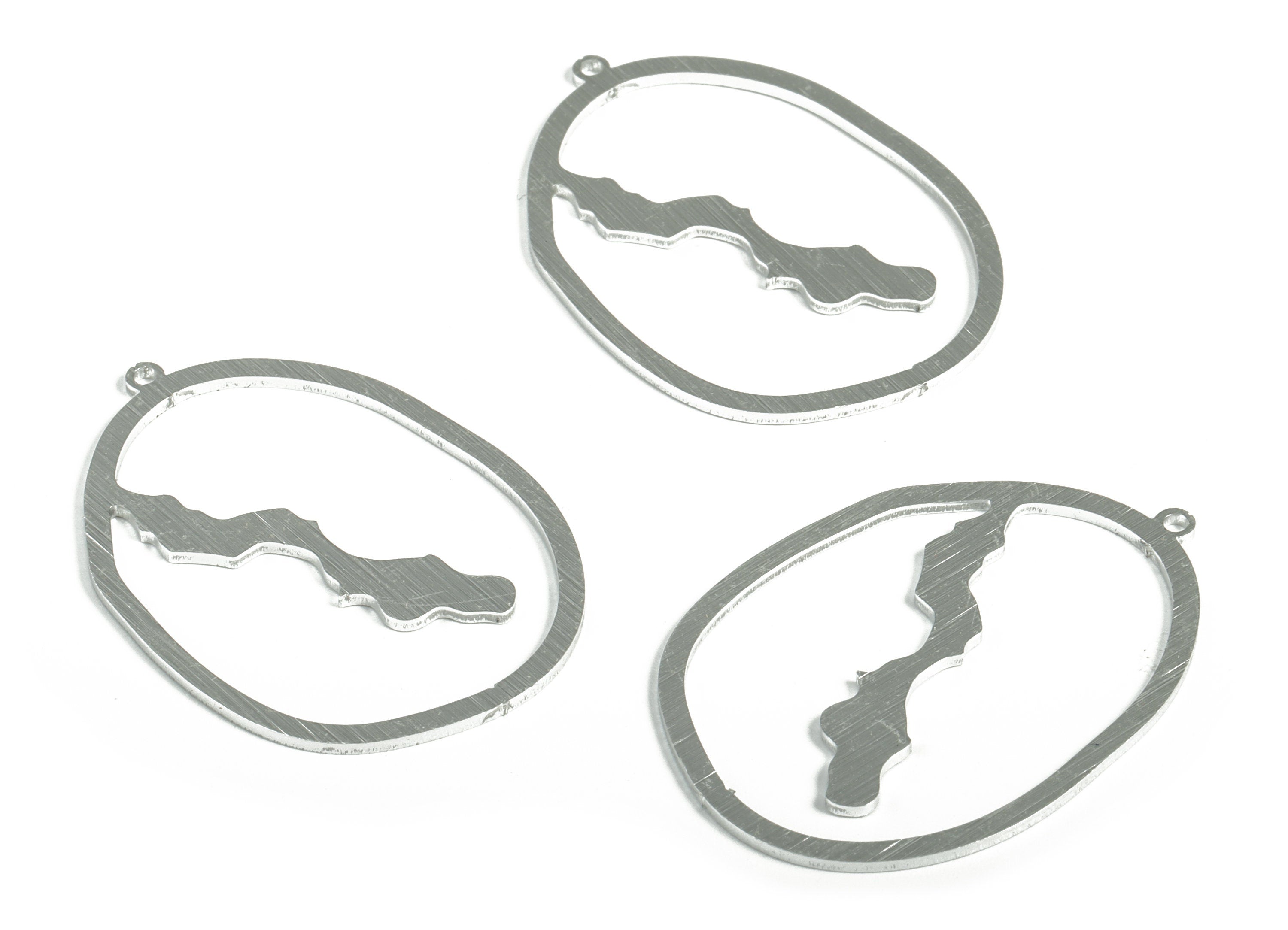 Aluminum Irregular Earring Charms - Aluminum Irregular Pendant - Anodized Aluminium Charm - Silver Tone Plated - 43.07x30.71x1.1mm - AA1156B - DOMEDBAZAAR