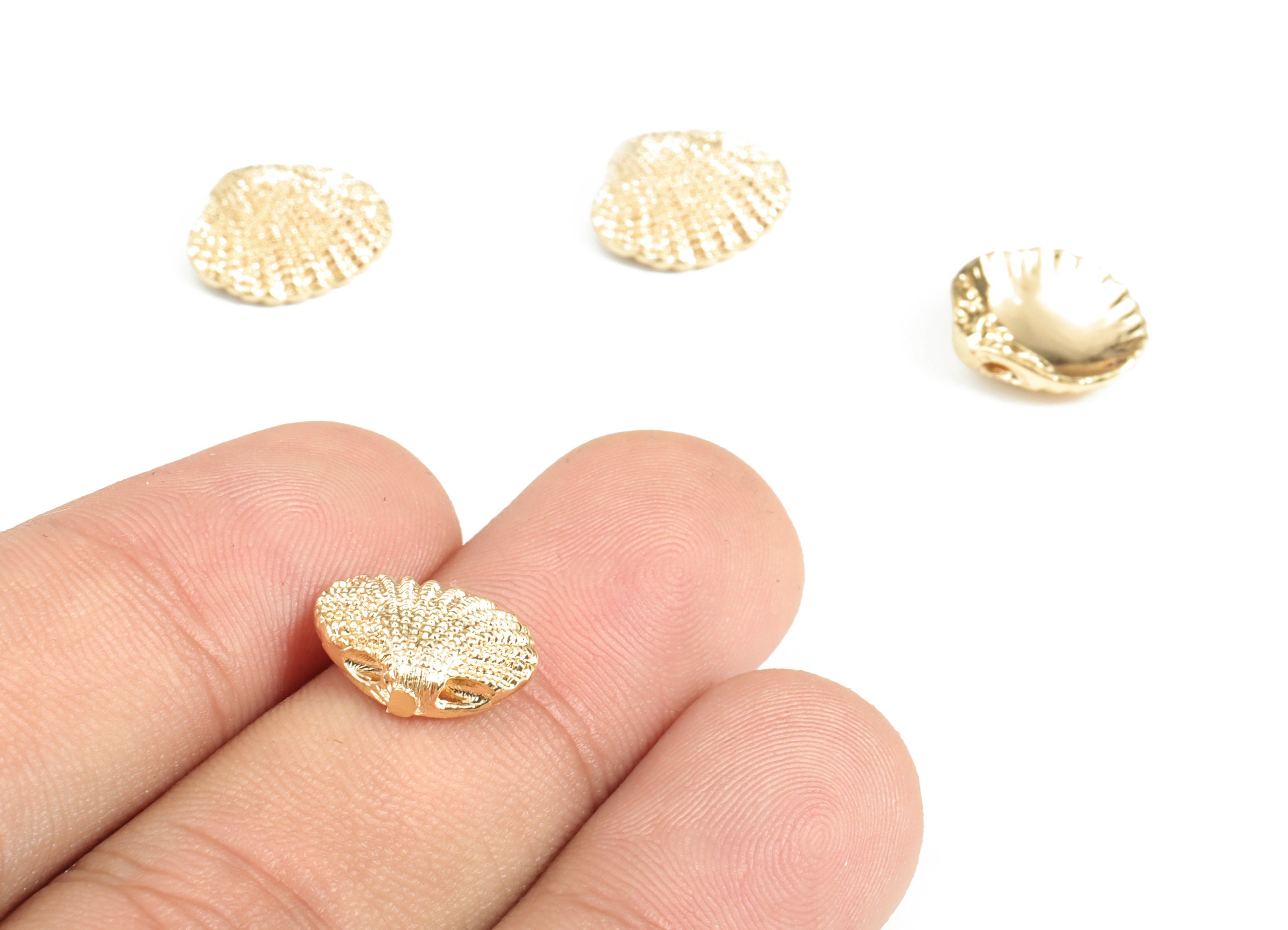 Brass Shell Earring Charms – Shell Charms - Gold Shell Pendant - 18K Real Gold Plated Brass - Jewelry Making Supplies - 13x11x1.5mm -RGP3171 - DOMEDBAZAAR