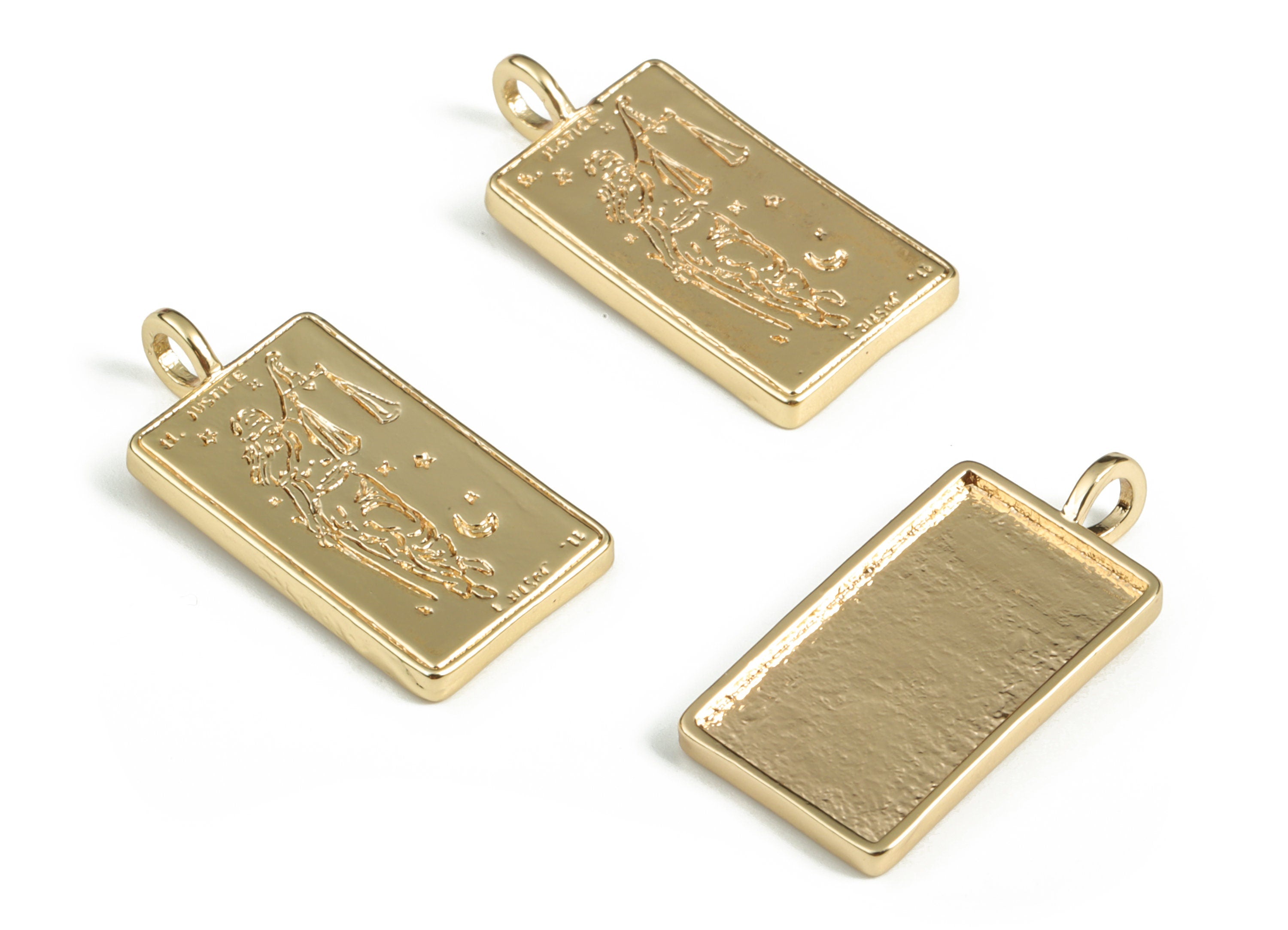 Brass Rectangle Saint Earring Charms - Gold Rectangle Saint Pendant - 18K Real Gold Plated Brass – Jewelry Supplies - 25x12x1.9mm - RGP3062 - DOMEDBAZAAR