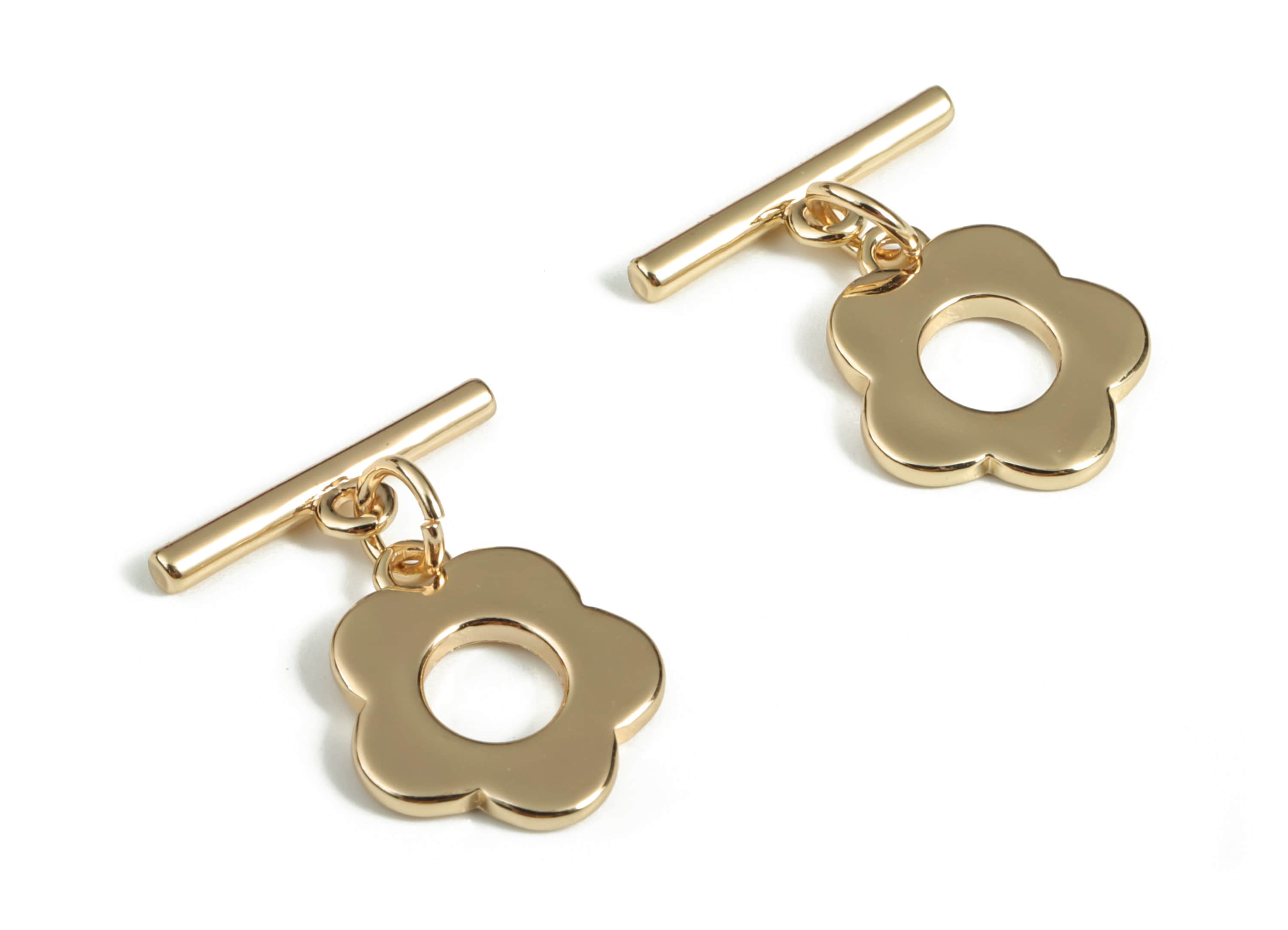 Brass Toggle Clasp - Brass Flower Toggle Clasp - 18K Gold Plated Brass Flower Toggle Clasp - Jewelry Supplies -19.78x15.89x1.47mm- RGP3055 - DOMEDBAZAAR