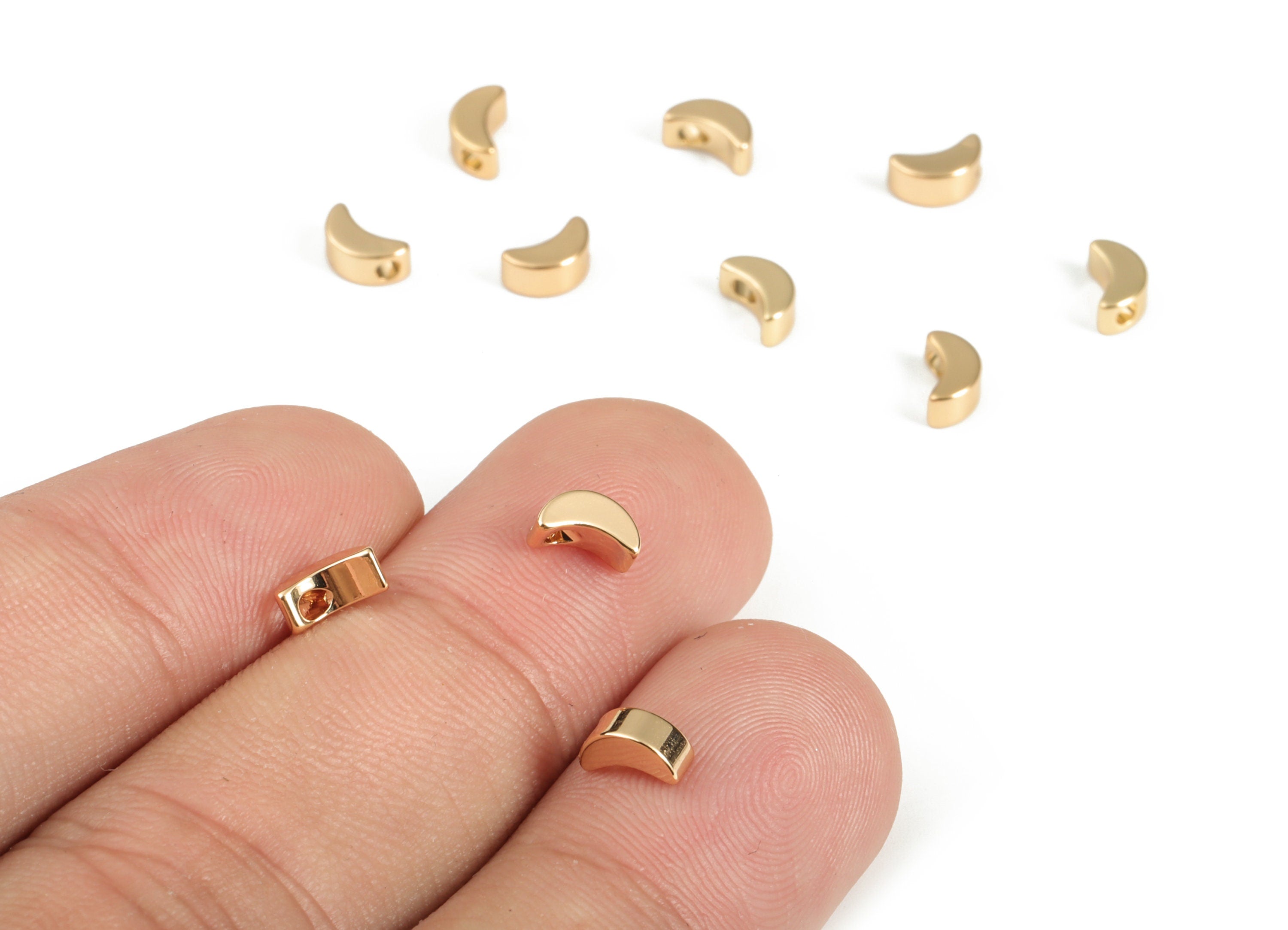 Brass Crescent Earring Charms - Gold Moon Pendant - 18K Real Gold Plated Brass - Jewelry Making Supplies - 5.95x3.34x2.67mm - RGP3159 - DOMEDBAZAAR