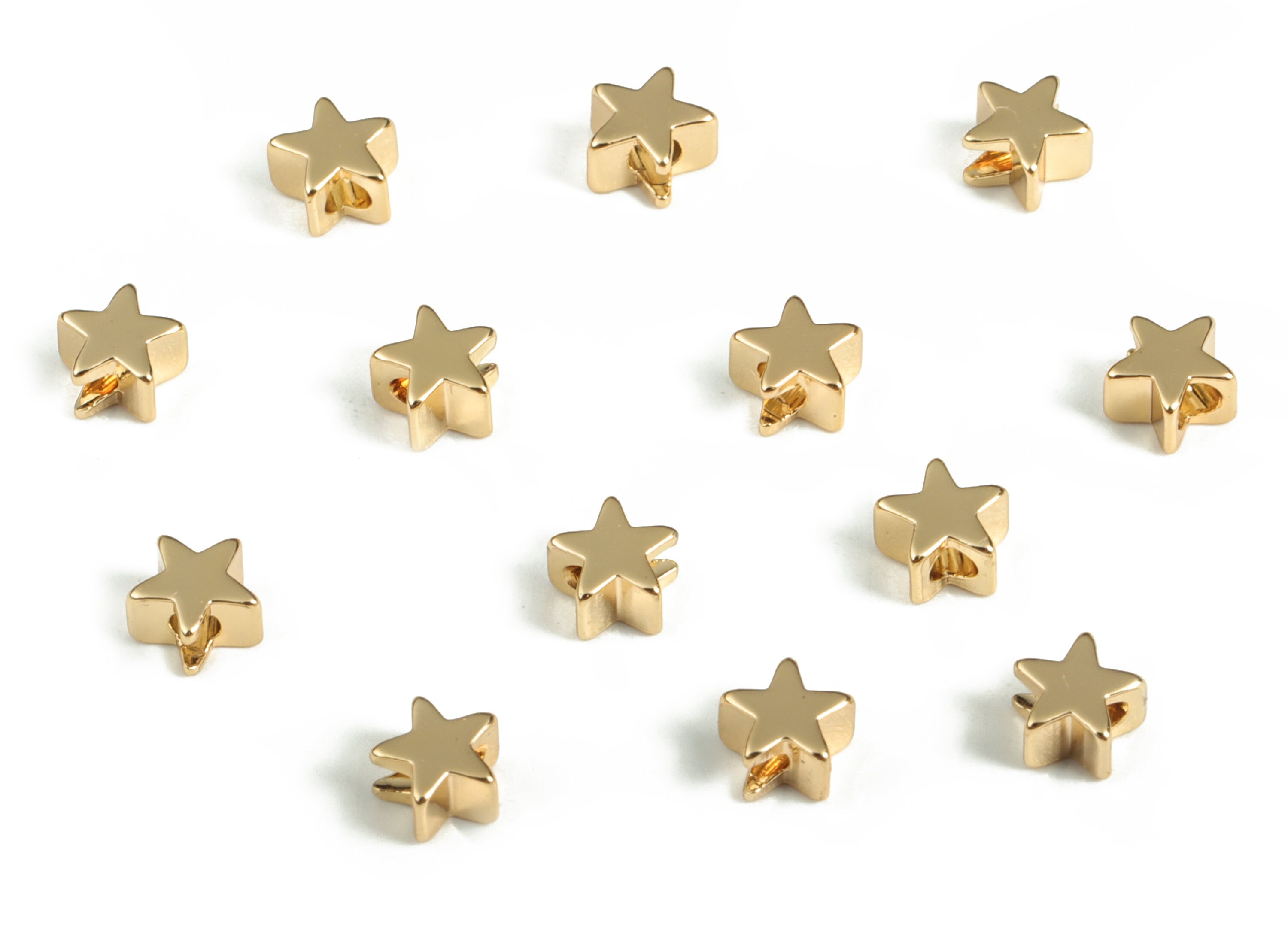 Star Spacer Bead – Gold Flat Blank Star Charms - 18K Real Gold Plated Brass Star - Jewelry Making Supplies - 4.53x4.23x2.68mm - RGP3161 - DOMEDBAZAAR