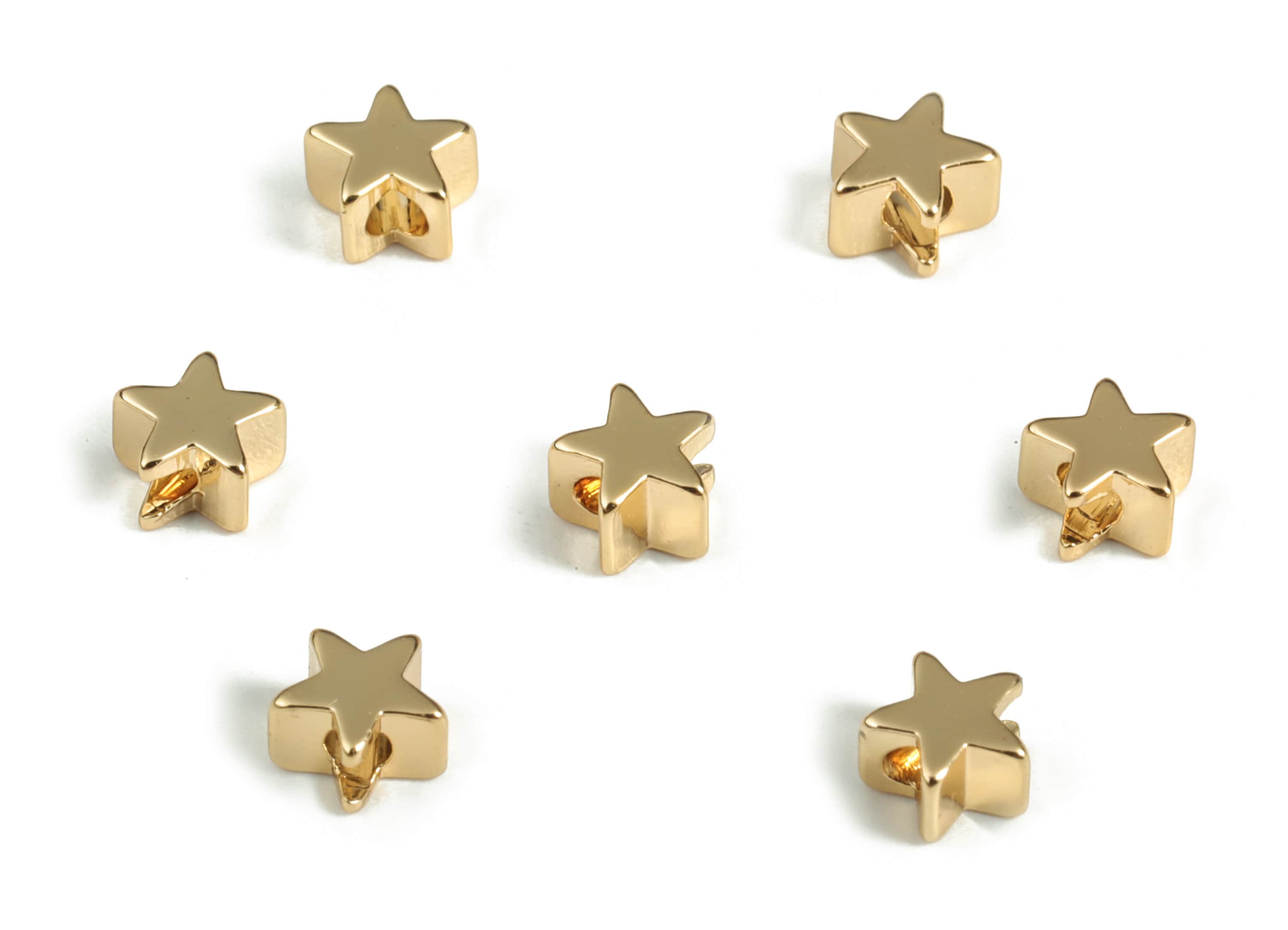 Star Spacer Bead – Gold Flat Blank Star Charms - 18K Real Gold Plated Brass Star - Jewelry Making Supplies - 4.53x4.23x2.68mm - RGP3161 - DOMEDBAZAAR