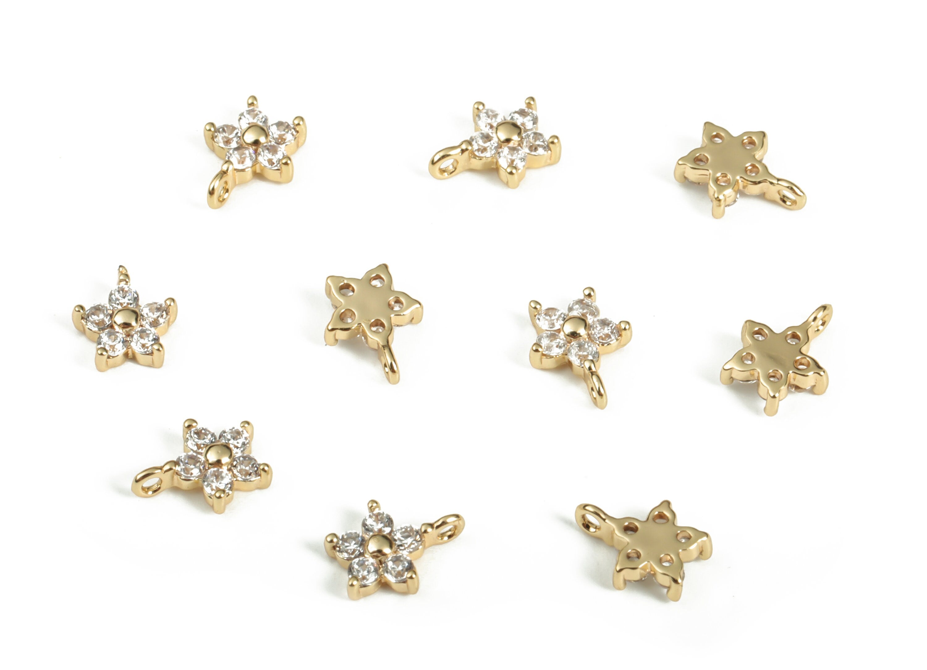 Polished Gold Plated Tiny Flower Charm - Flower Charm - Jewelry Making Supplies - 18K Real Gold Plated Brass - 6.66x5.24x1.76mm - RGP3060 - DOMEDBAZAAR
