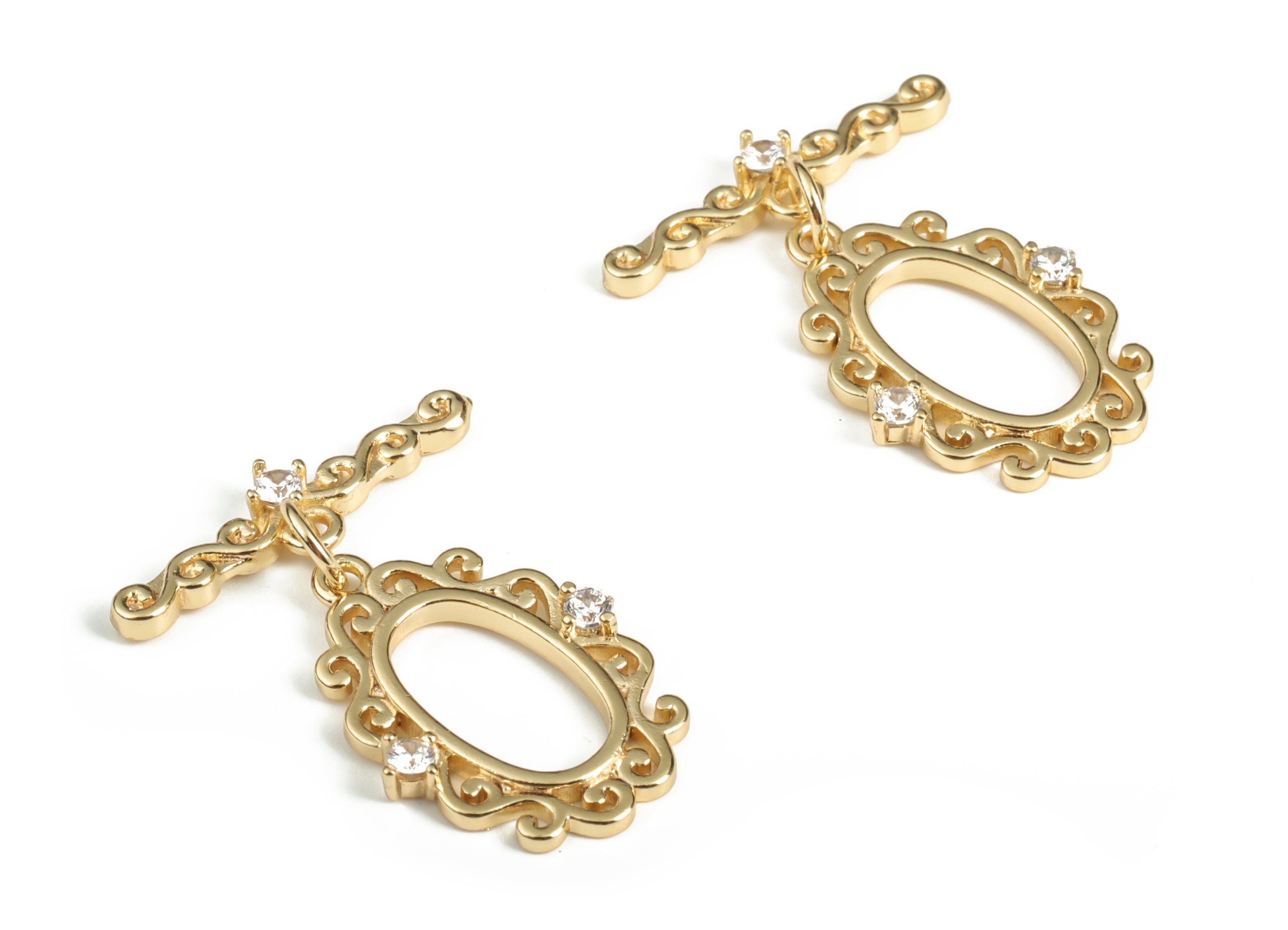 Zircon Brass Toggle Clasp - Zircon Toggle Set – Necklace Clasp – Bracelet Clasp – 18K Real Gold Plated Brass - 26.87×20.77×2.32mm - RGP3044 - DOMEDBAZAAR