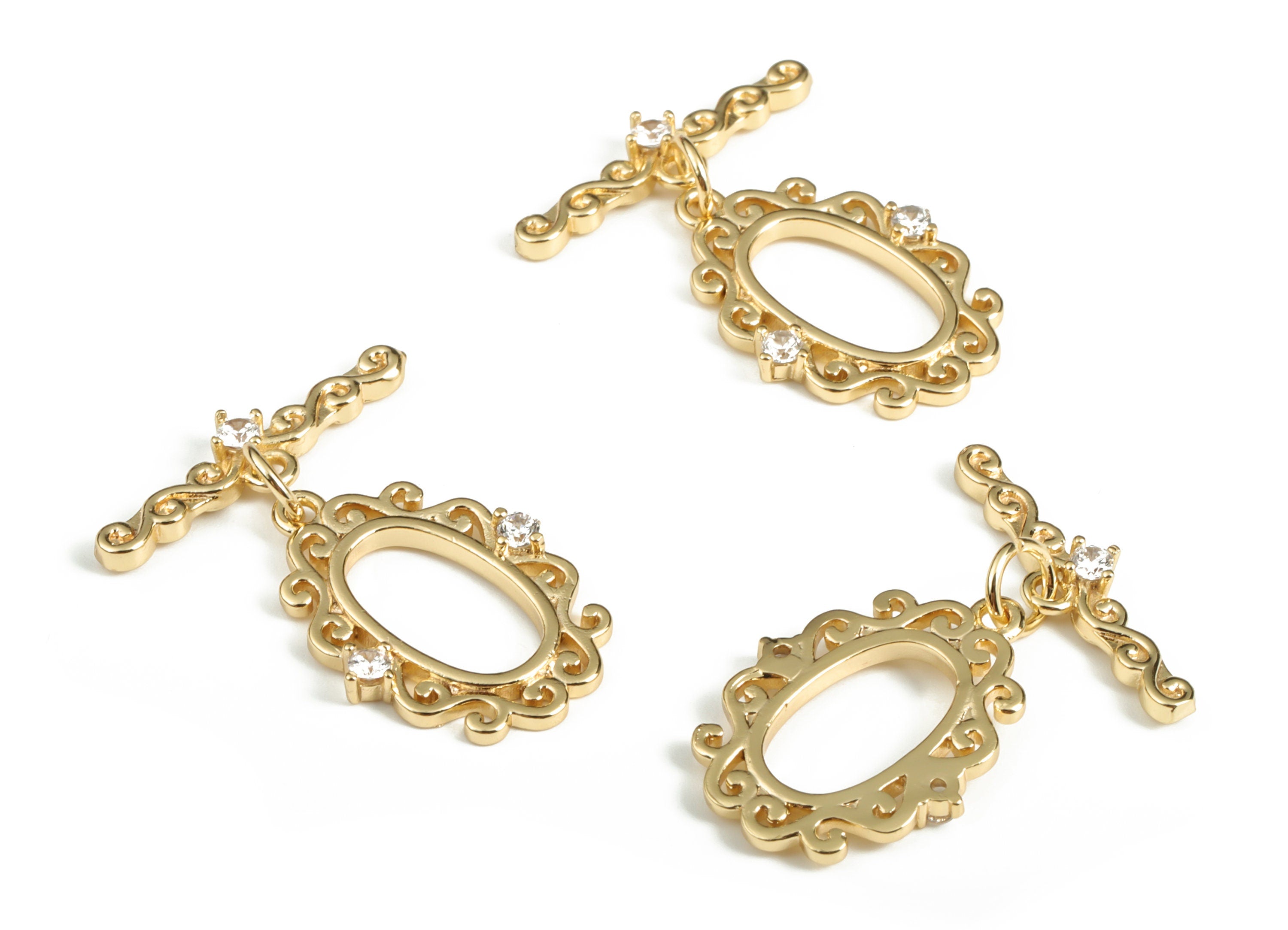 Zircon Brass Toggle Clasp - Zircon Toggle Set – Necklace Clasp – Bracelet Clasp – 18K Real Gold Plated Brass - 26.87×20.77×2.32mm - RGP3044 - DOMEDBAZAAR