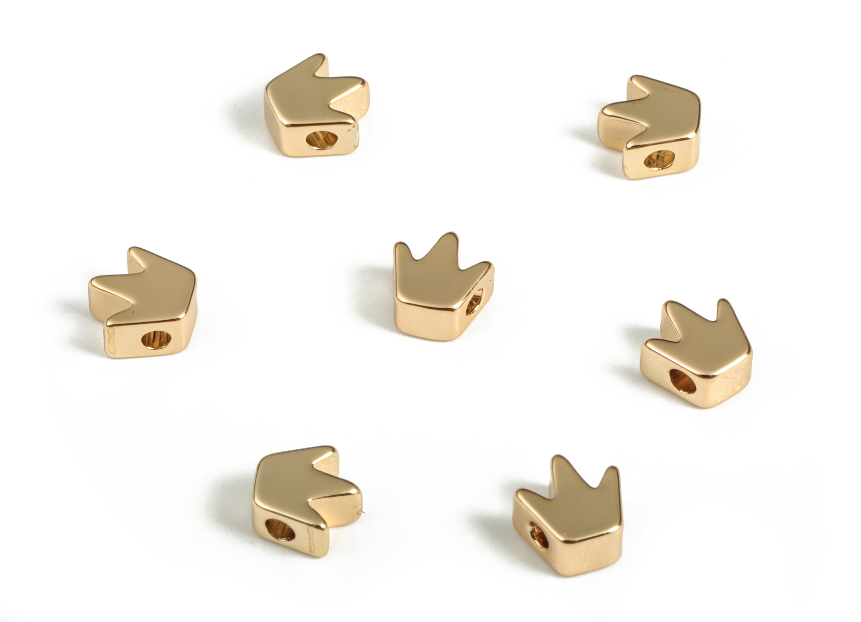 Brass Crown Beads - Gold Small Crown Beads - 18K Real Gold Plated Brass Crown Bead - Jewelry Making Supplies - 5.41x5.31x2.74mm - RGP3141 - DOMEDBAZAAR