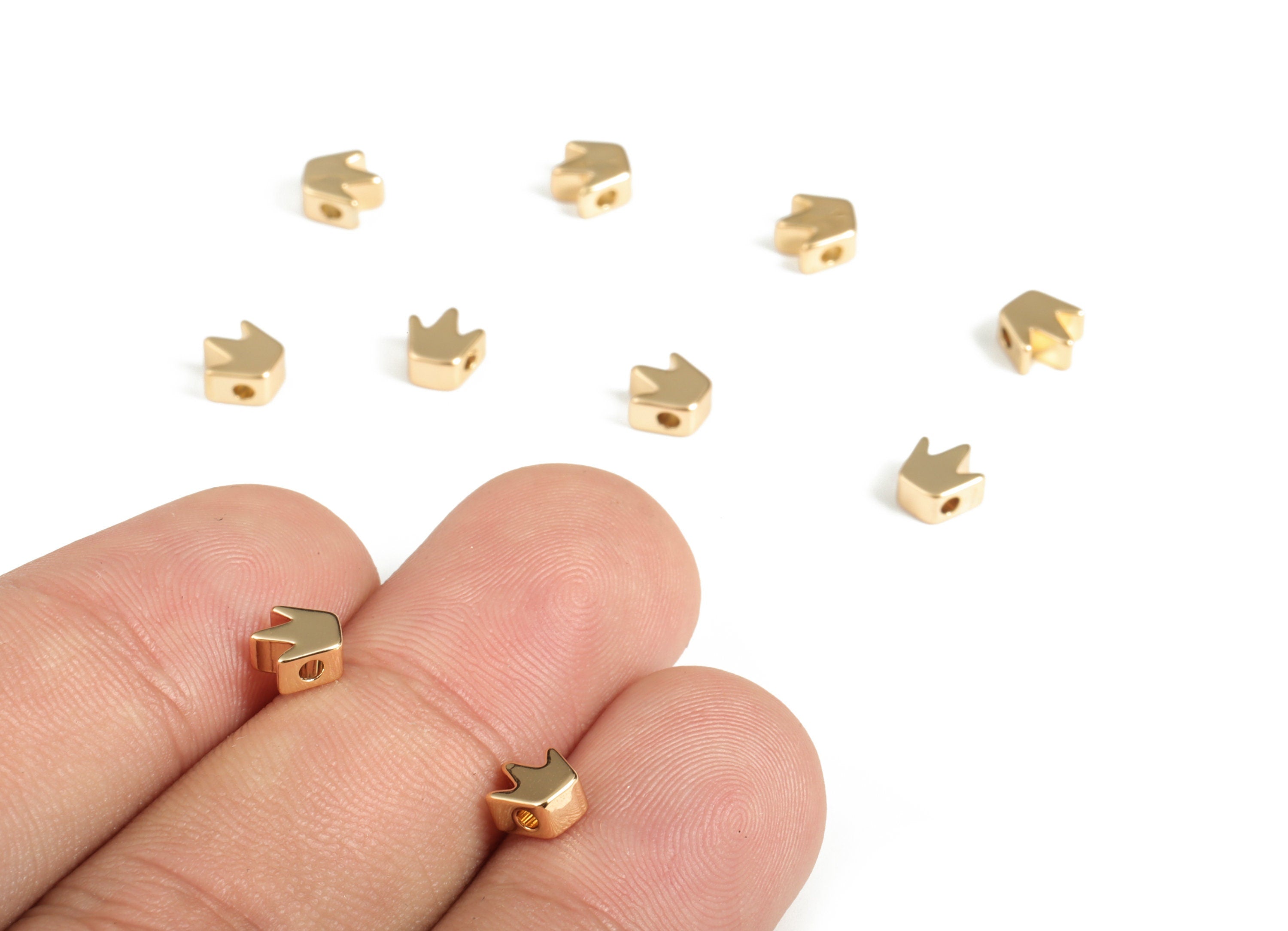 Brass Crown Beads - Gold Small Crown Beads - 18K Real Gold Plated Brass Crown Bead - Jewelry Making Supplies - 5.41x5.31x2.74mm - RGP3141 - DOMEDBAZAAR