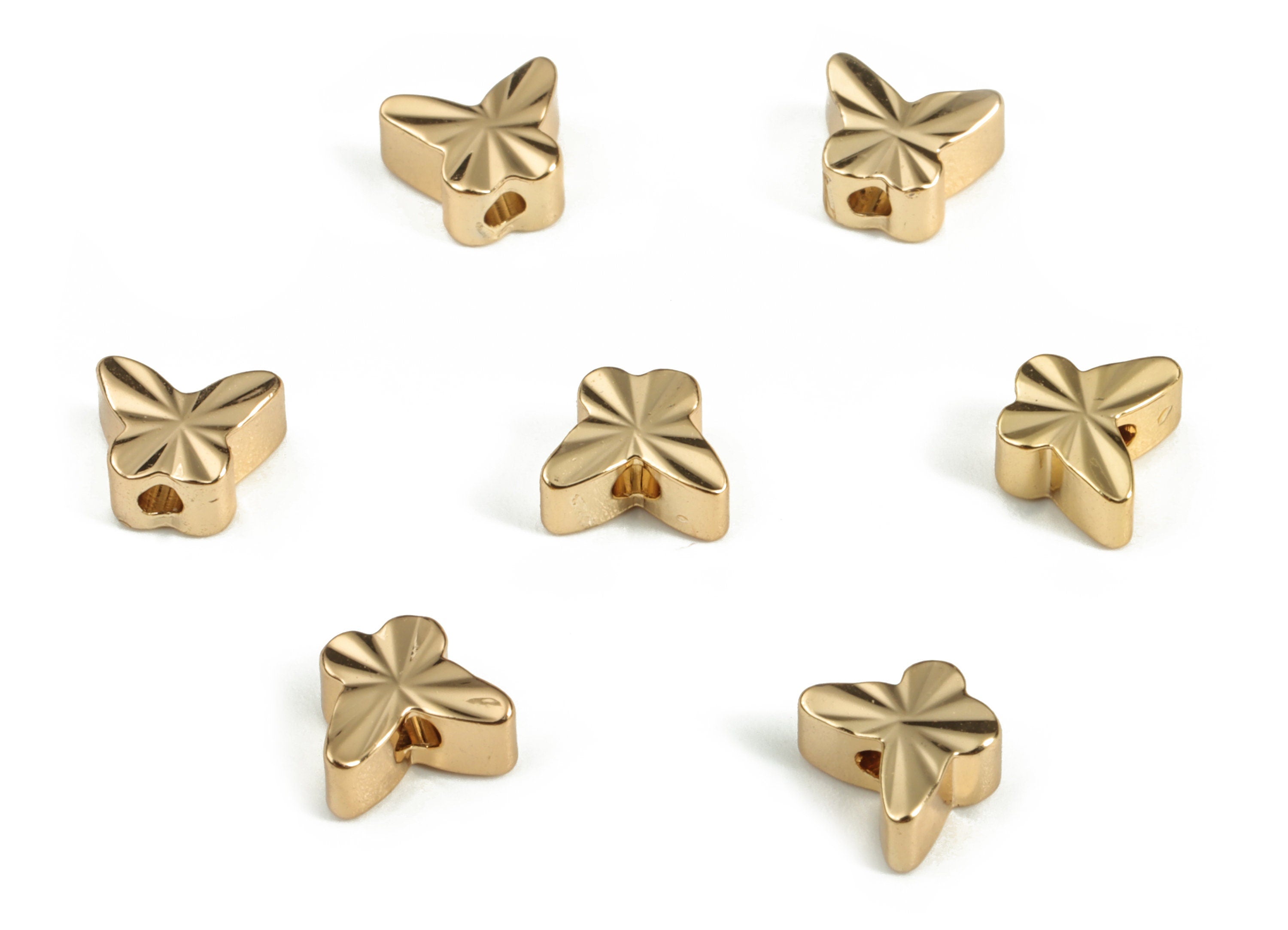 Brass Butterfly Spacer Beads - Gold Butterfly Beads - Bracelet Beads - 18K Real Gold Plated Brass - Jewelry Supplies - 5.8x4.9x2.9mm-RGP3146 - DOMEDBAZAAR