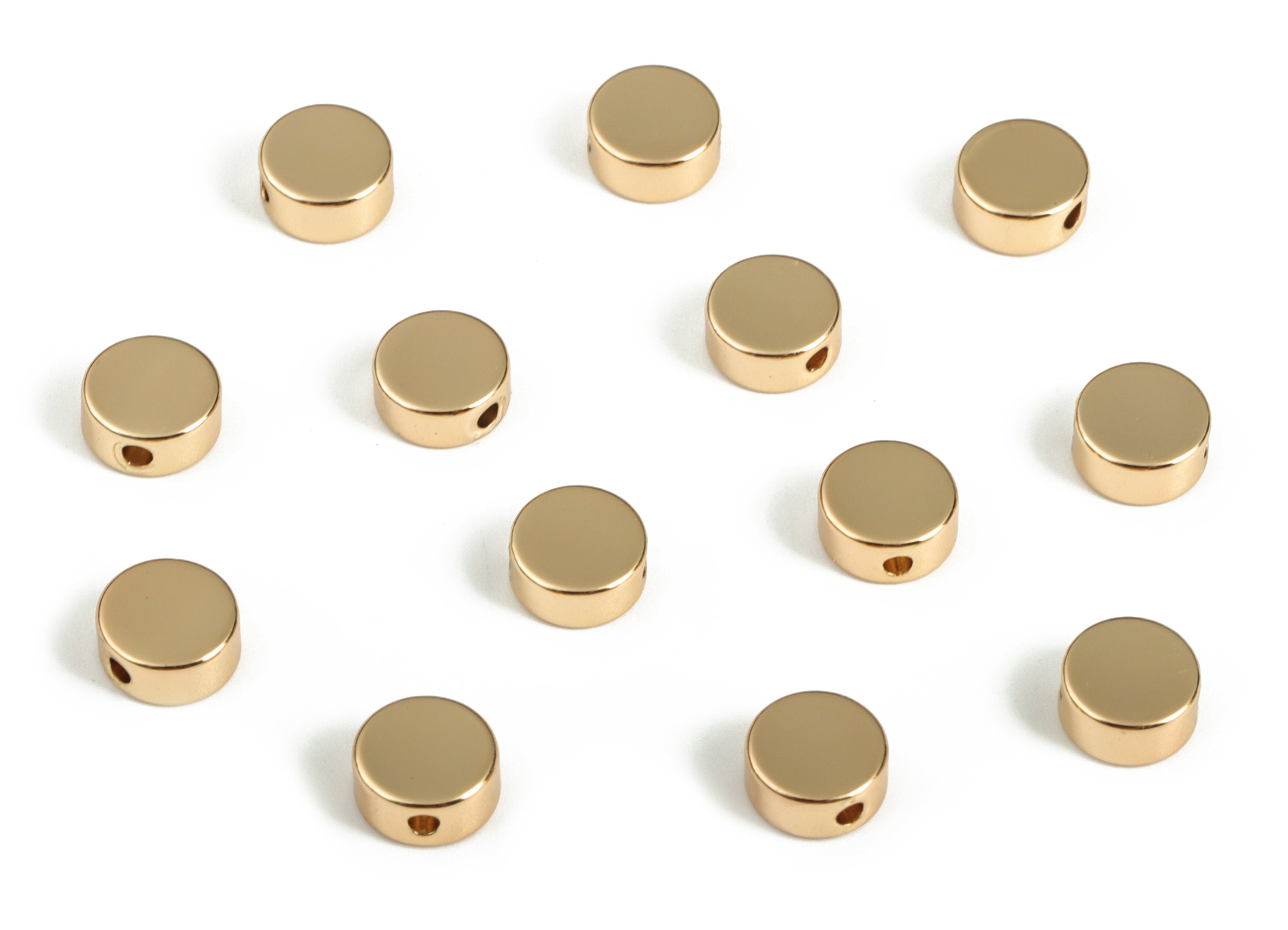 Shiny Flat Round Spacer Beads - Round Disc Bead - Circle Pendant - 18K Real Gold Plated Brass - Jewelry Supplies -6.07x5.97x2.82mm - RGP3153 - DOMEDBAZAAR