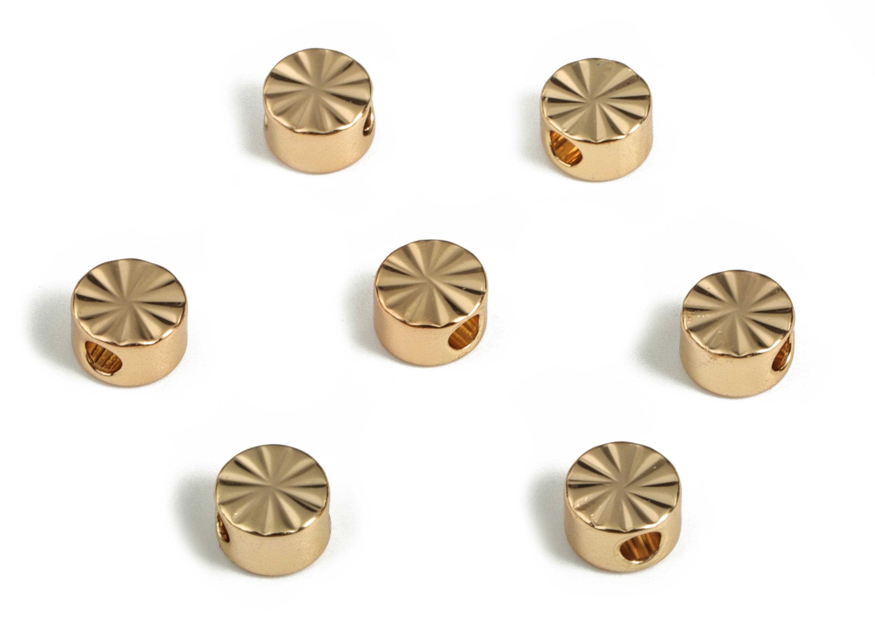 18K Gold Plated Beads - Brass Round Beads - Circle Charm Beads - 18K Real Gold Plated Brass - Jewelry Supplies - 4.96x4.96x3.08mm - RGP3157 - DOMEDBAZAAR