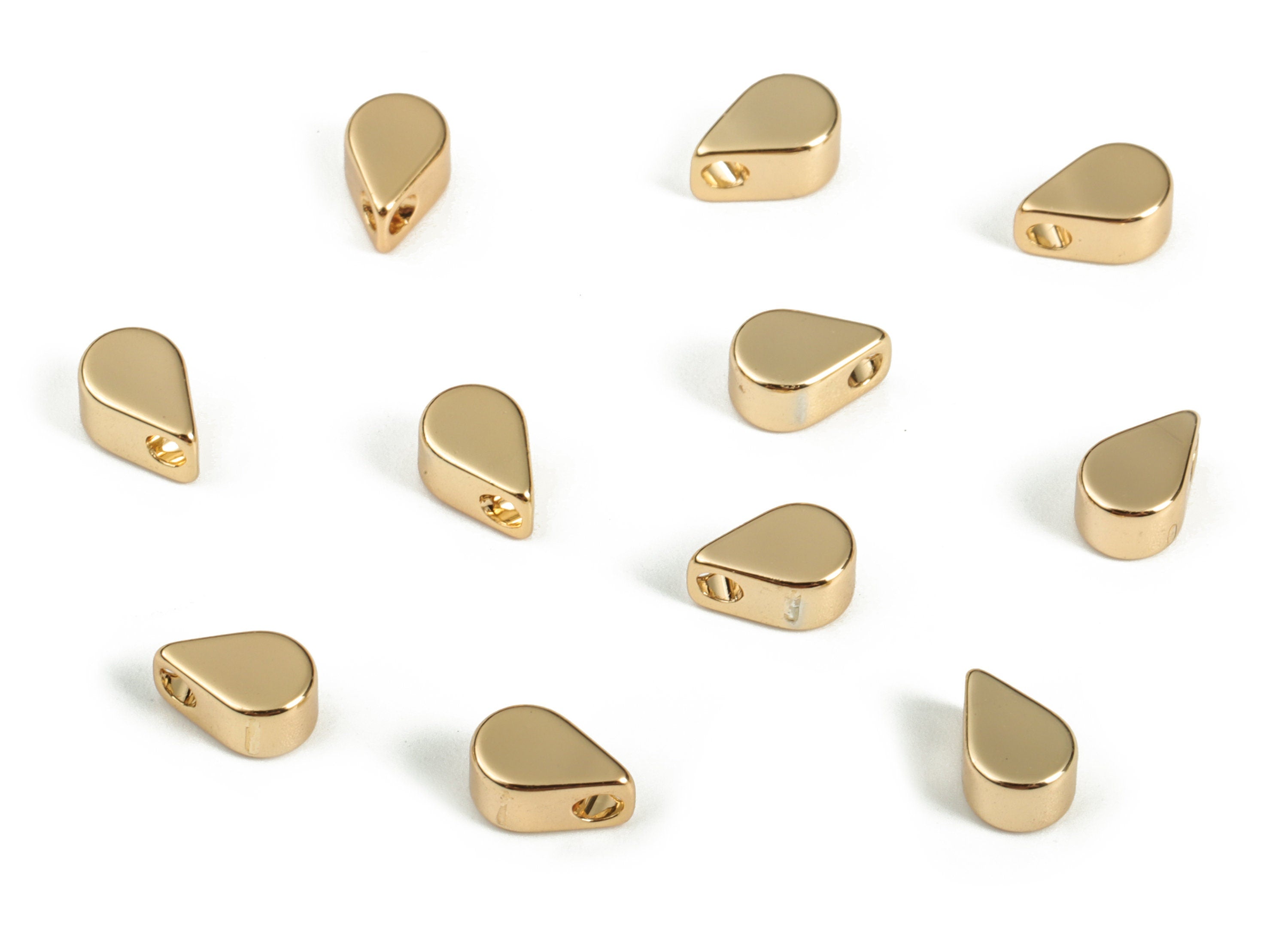 Shiny Gold Drop Charm – Drop Spacer Bead - Mini Drop Pendant - 18K Real Gold Plated Brass – Jewelry Supplies - 6.07x4.02x2.81mm - RGP3156 - DOMEDBAZAAR