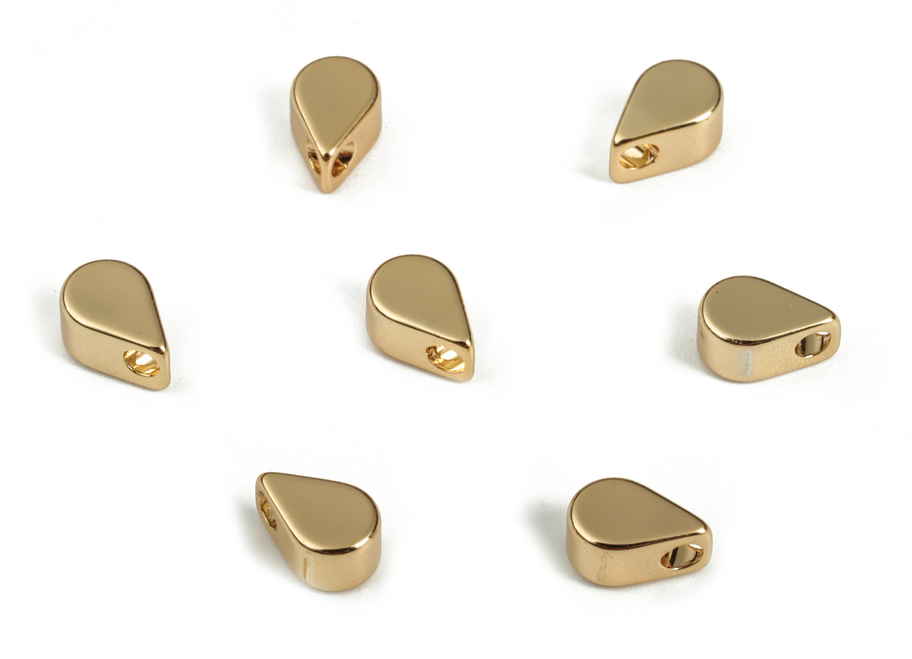 Shiny Gold Drop Charm – Drop Spacer Bead - Mini Drop Pendant - 18K Real Gold Plated Brass – Jewelry Supplies - 6.07x4.02x2.81mm - RGP3156 - DOMEDBAZAAR