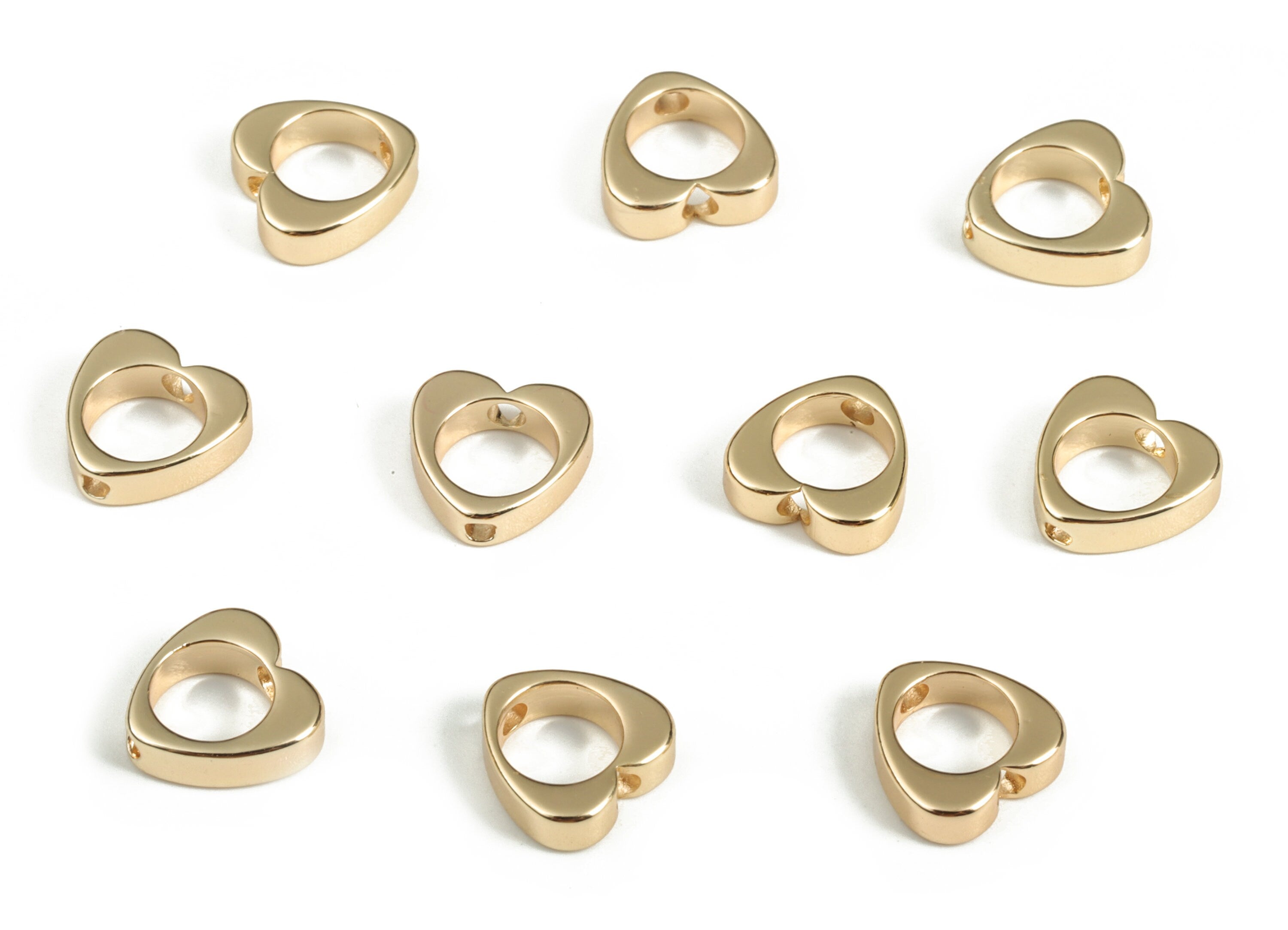 Brass Heart Earring Charms - Gold Heart Pendant - 18K Real Gold Plated Brass - Jewelry Making Supplies - 7.67x7.65x2.35mm - RGP3149 - DOMEDBAZAAR