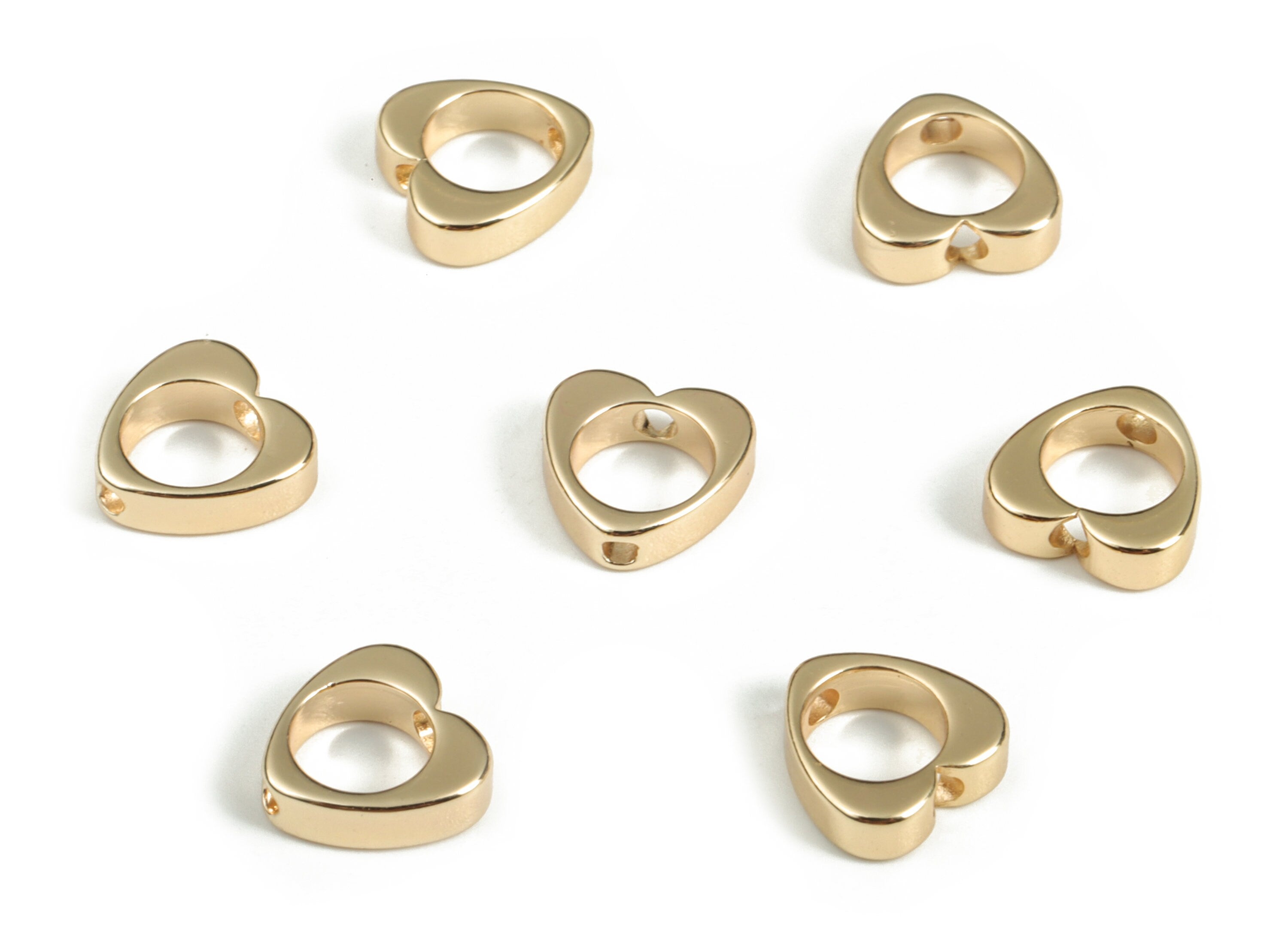 Brass Heart Earring Charms - Gold Heart Pendant - 18K Real Gold Plated Brass - Jewelry Making Supplies - 7.67x7.65x2.35mm - RGP3149 - DOMEDBAZAAR