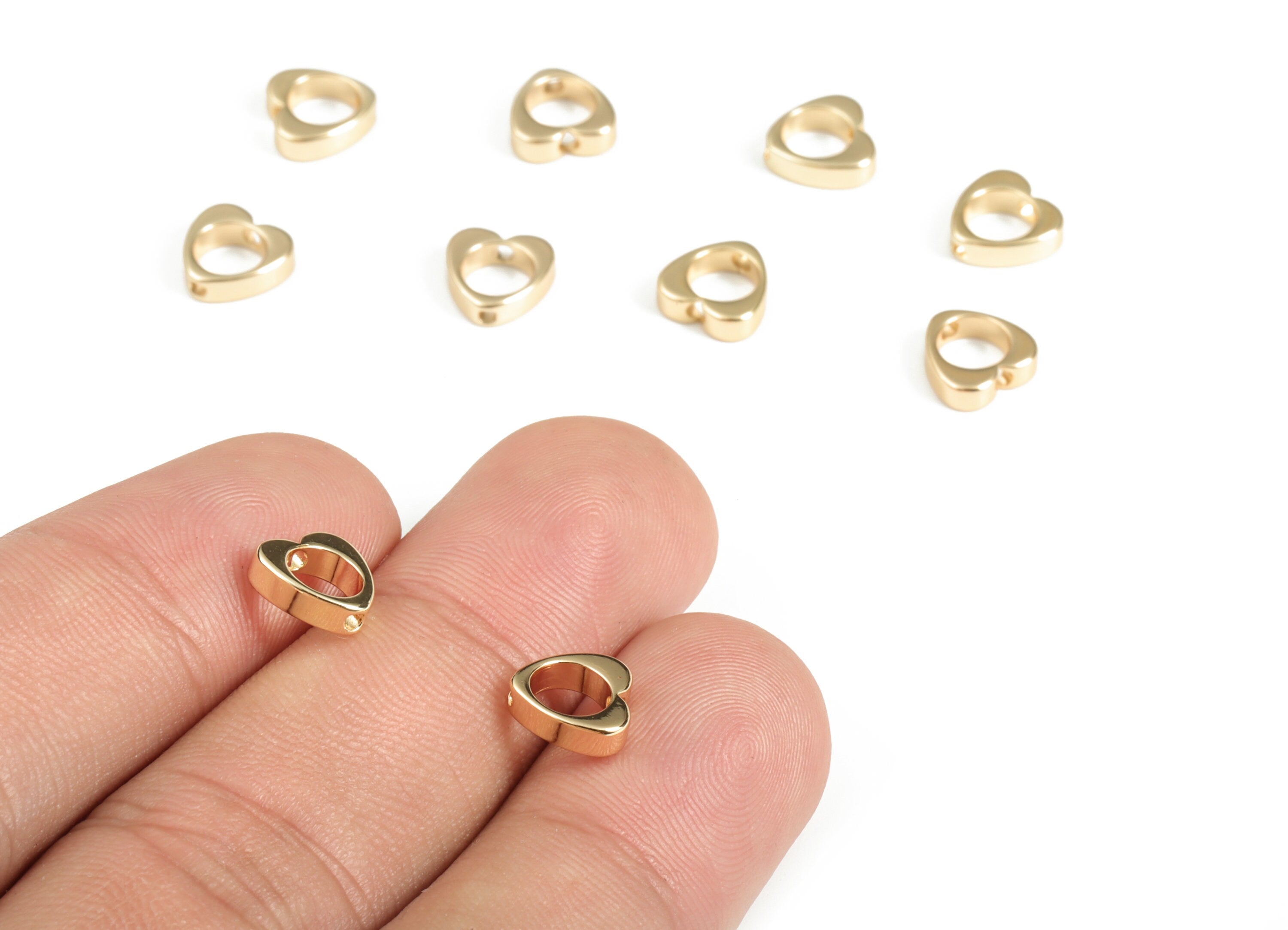 Brass Heart Earring Charms - Gold Heart Pendant - 18K Real Gold Plated Brass - Jewelry Making Supplies - 7.67x7.65x2.35mm - RGP3149 - DOMEDBAZAAR