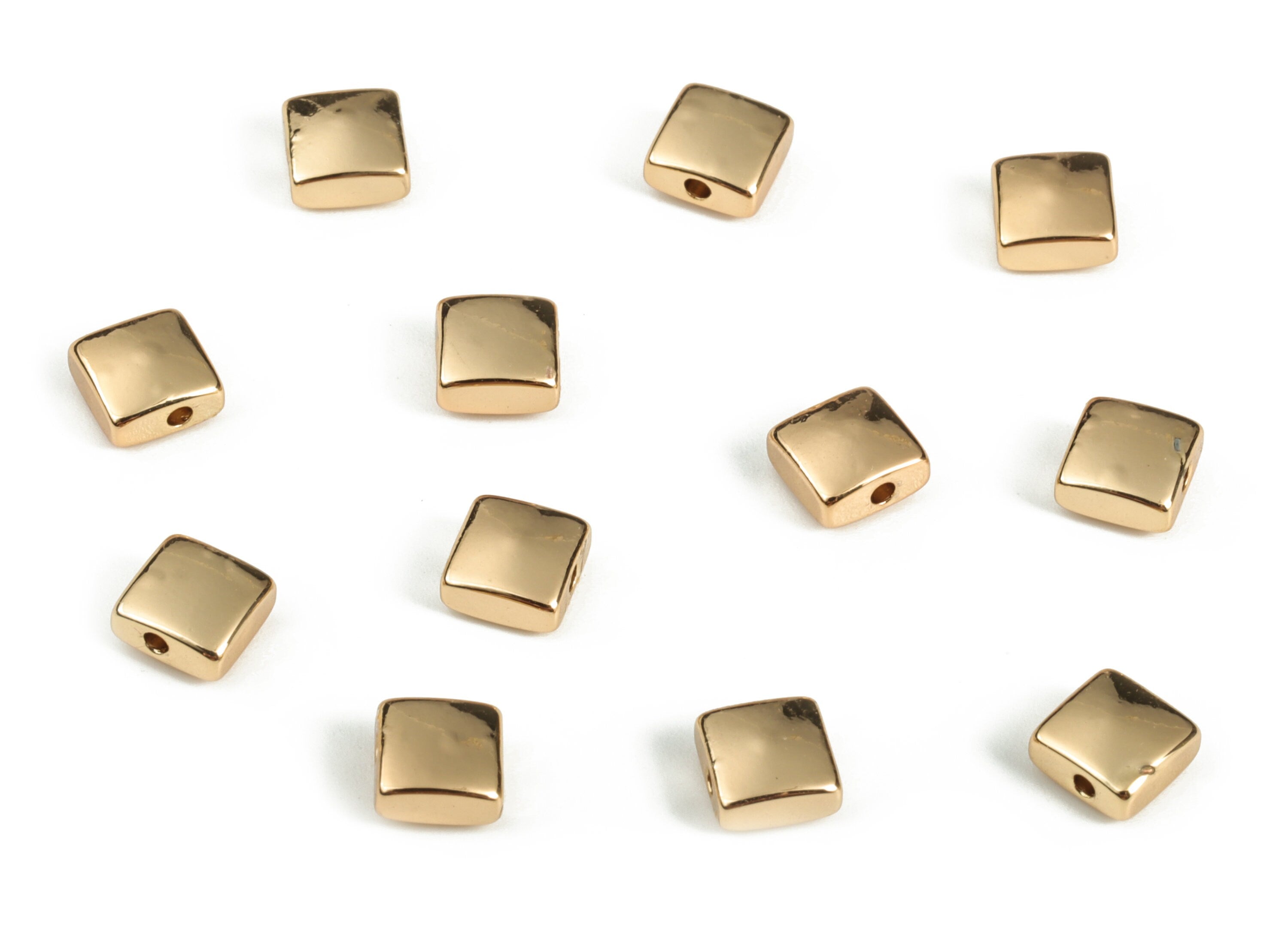 Square Spacer Charm - Brass Square Earring Charms - Gold Square Pendant - 18K Real Gold Plated Brass - Jewelry Supplies - 5x5x2.6mm -RGP3160 - DOMEDBAZAAR