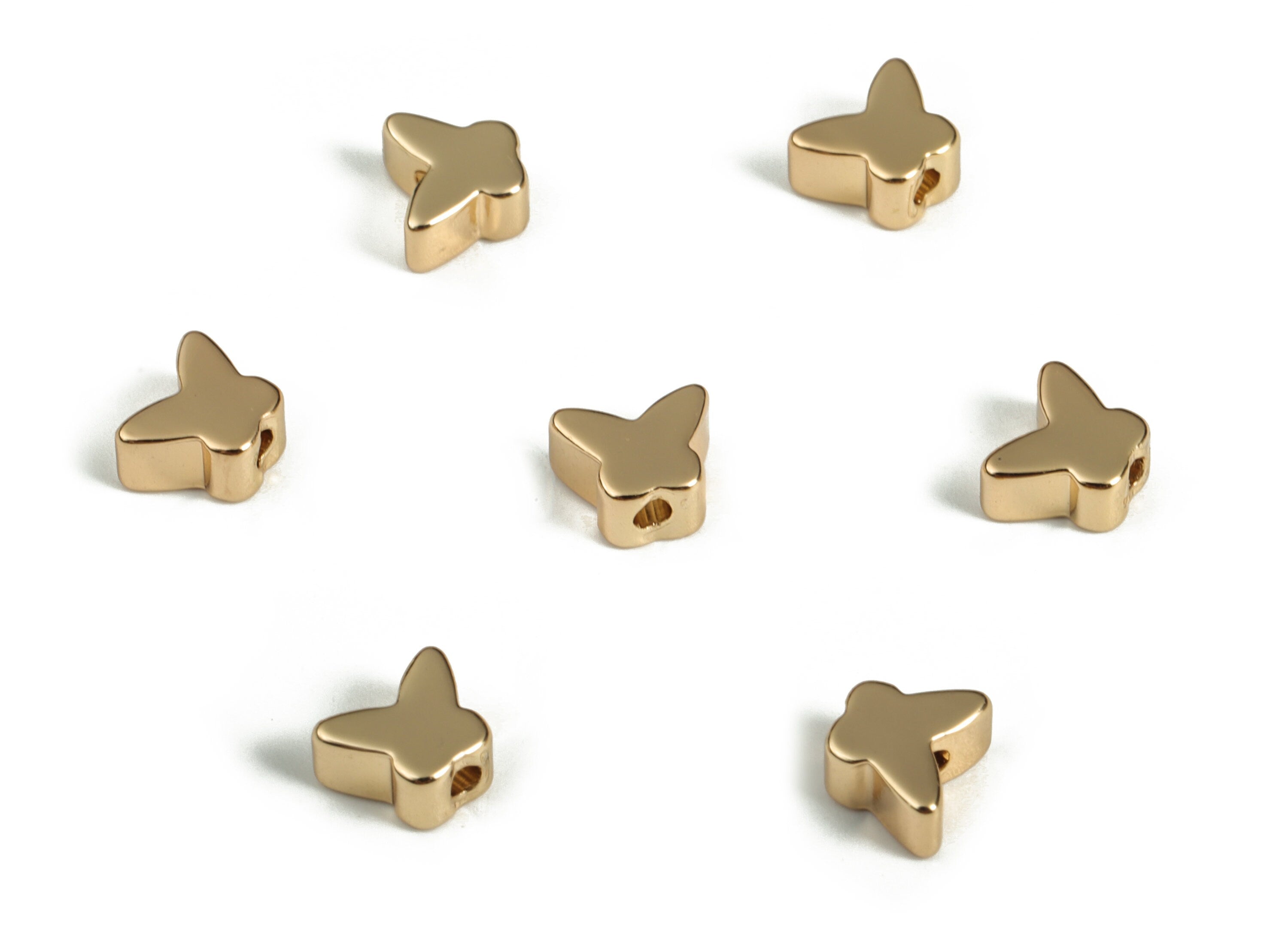 Brass Butterfly Spacer Bead - Butterfly Charm - Butterfly Pendant - 18K Real Gold Plated Brass - Jewelry Supplies -5.87x4.88x3.08mm- RGP3155 - DOMEDBAZAAR