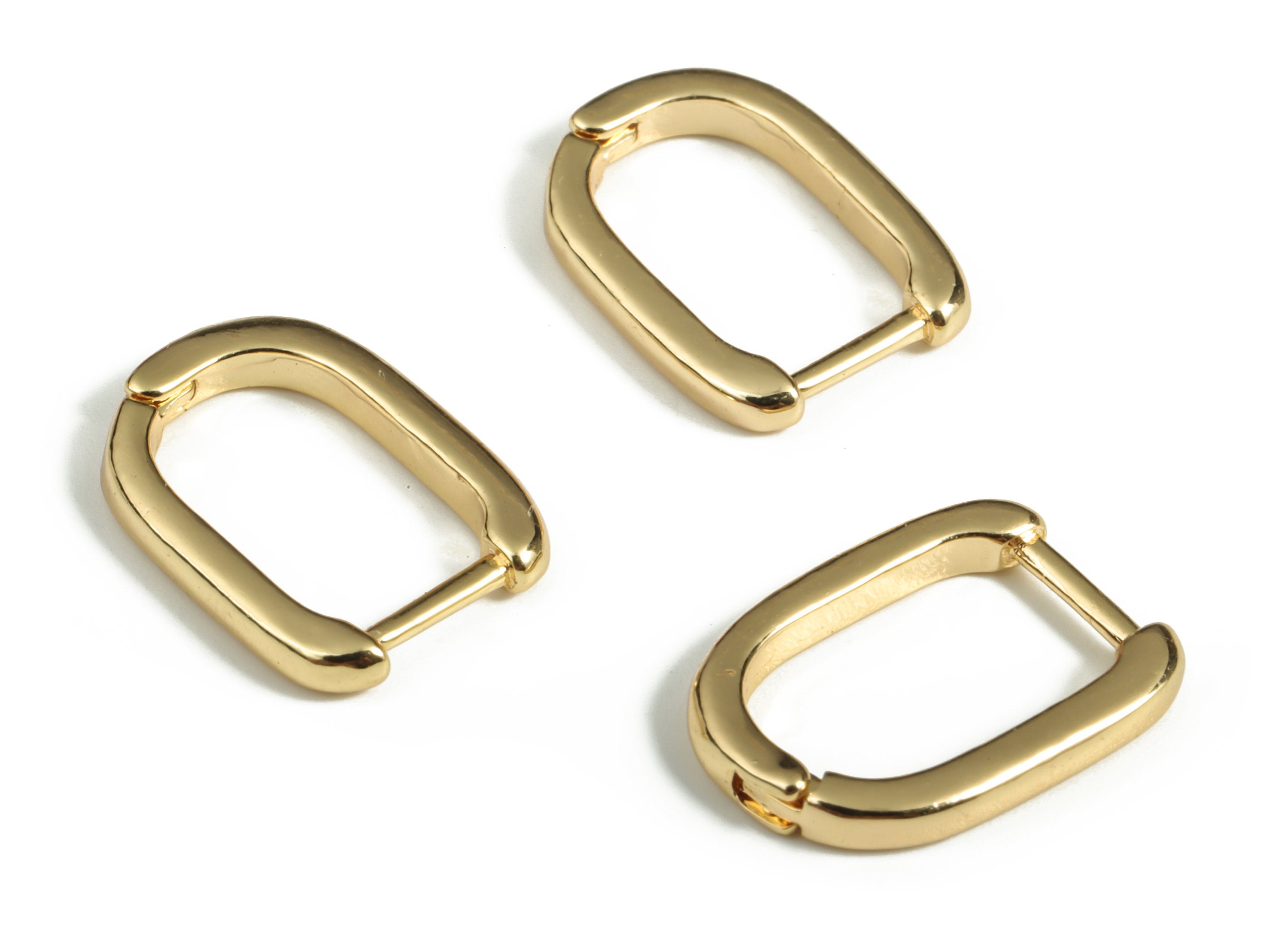 U Hoop Earrings – Brass Huggie Earring – Small Hoop Earring - 18K Real Gold Plated Brass – Jewelry Supplies - 15.95×11.63×2.06mm - RGP3040 - DOMEDBAZAAR