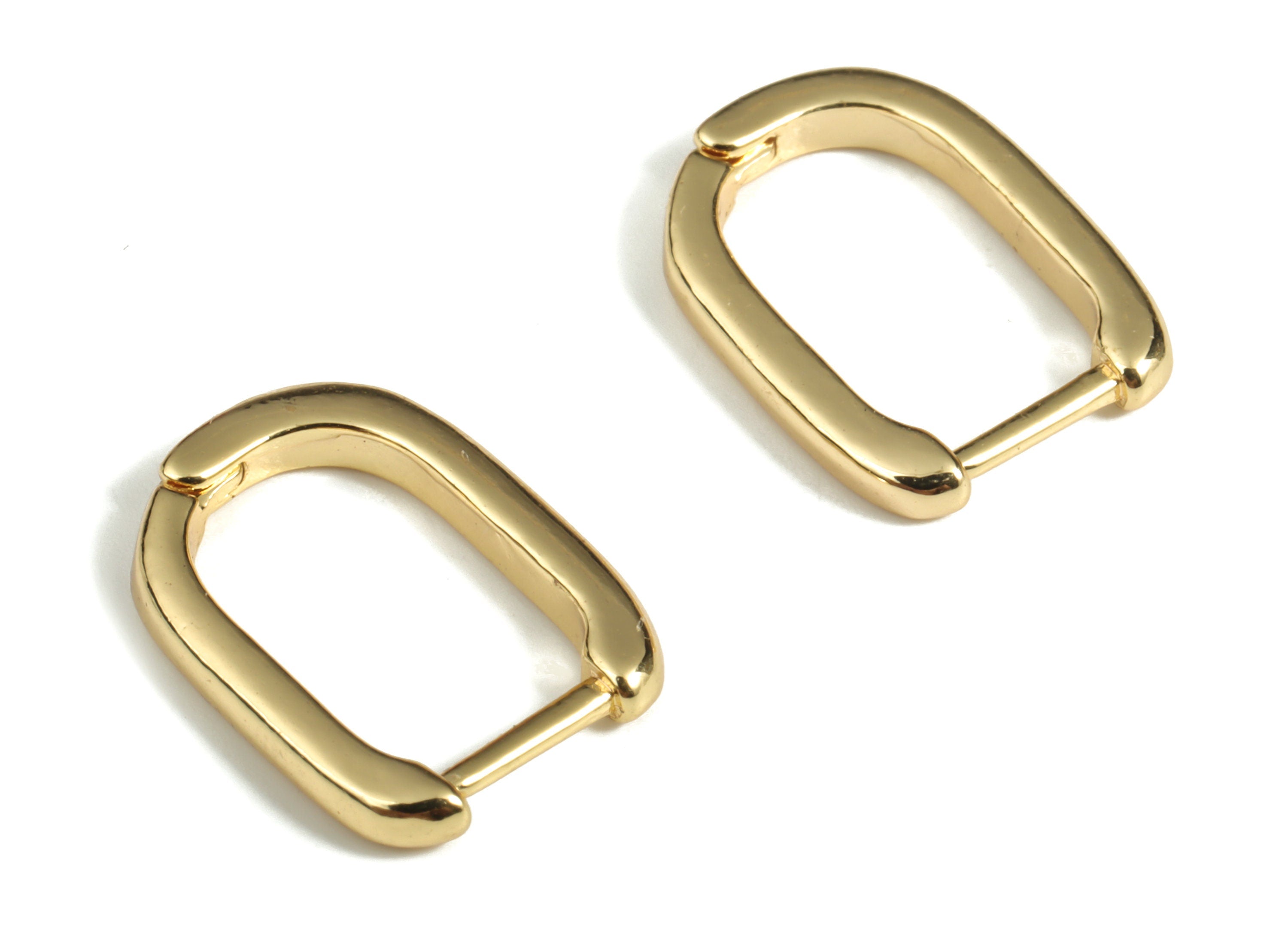 U Hoop Earrings – Brass Huggie Earring – Small Hoop Earring - 18K Real Gold Plated Brass – Jewelry Supplies - 15.95×11.63×2.06mm - RGP3040 - DOMEDBAZAAR
