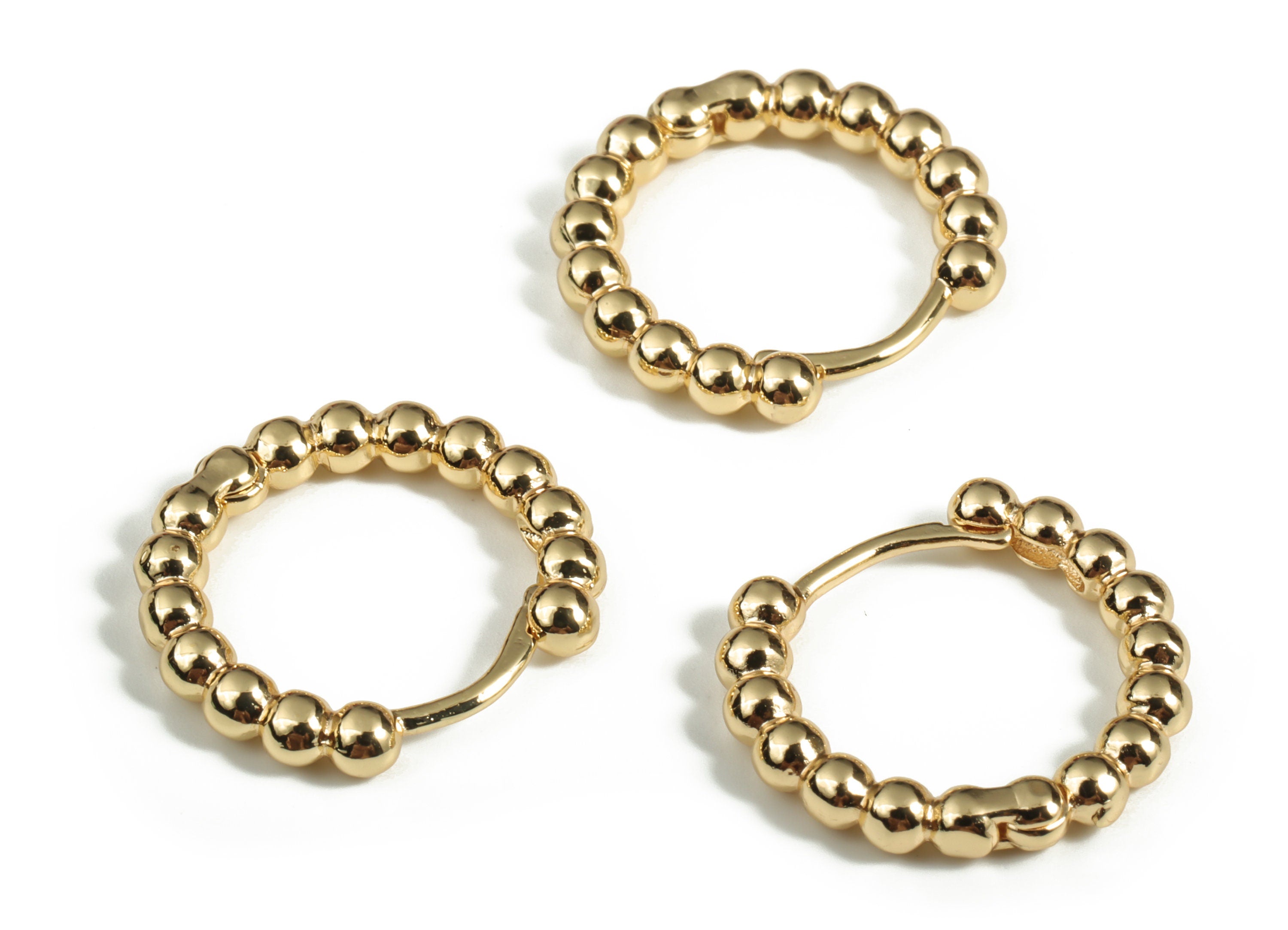 Brass Round Hoop - Brass Beaded Shape Hoop Earrings – Chunky Wide Shiny Round Hoop Earring – Jewelry Supplies - 19.32×17.91×2.99mm - RGP3042 - DOMEDBAZAAR