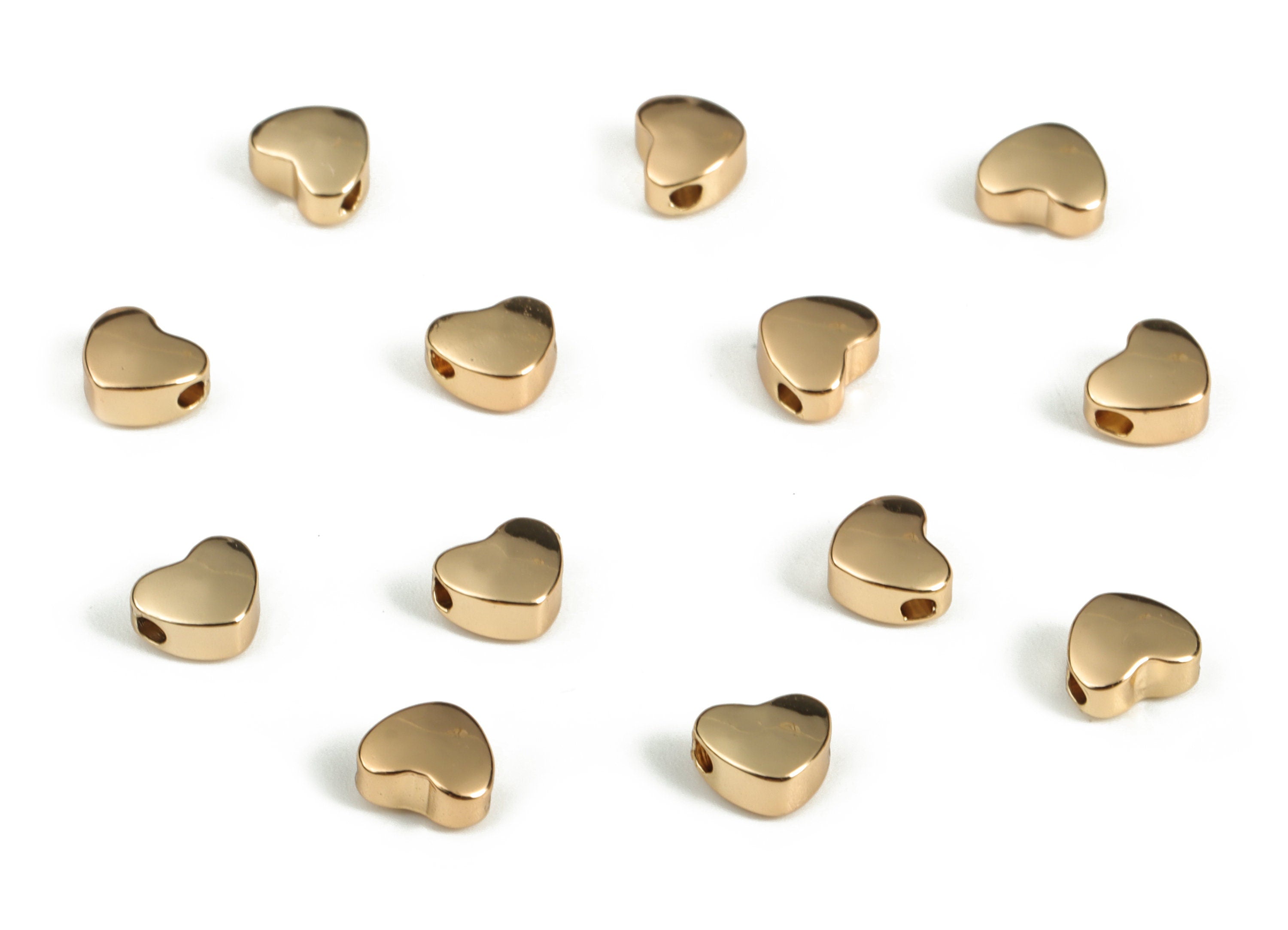 Heart Spacer Bead - Brass Heart Charms - Gold Heart Pendant - 18K Real Gold Plated Brass - Jewelry Making Supplies - 6.1x6.1x2.7mm - RGP3152 - DOMEDBAZAAR