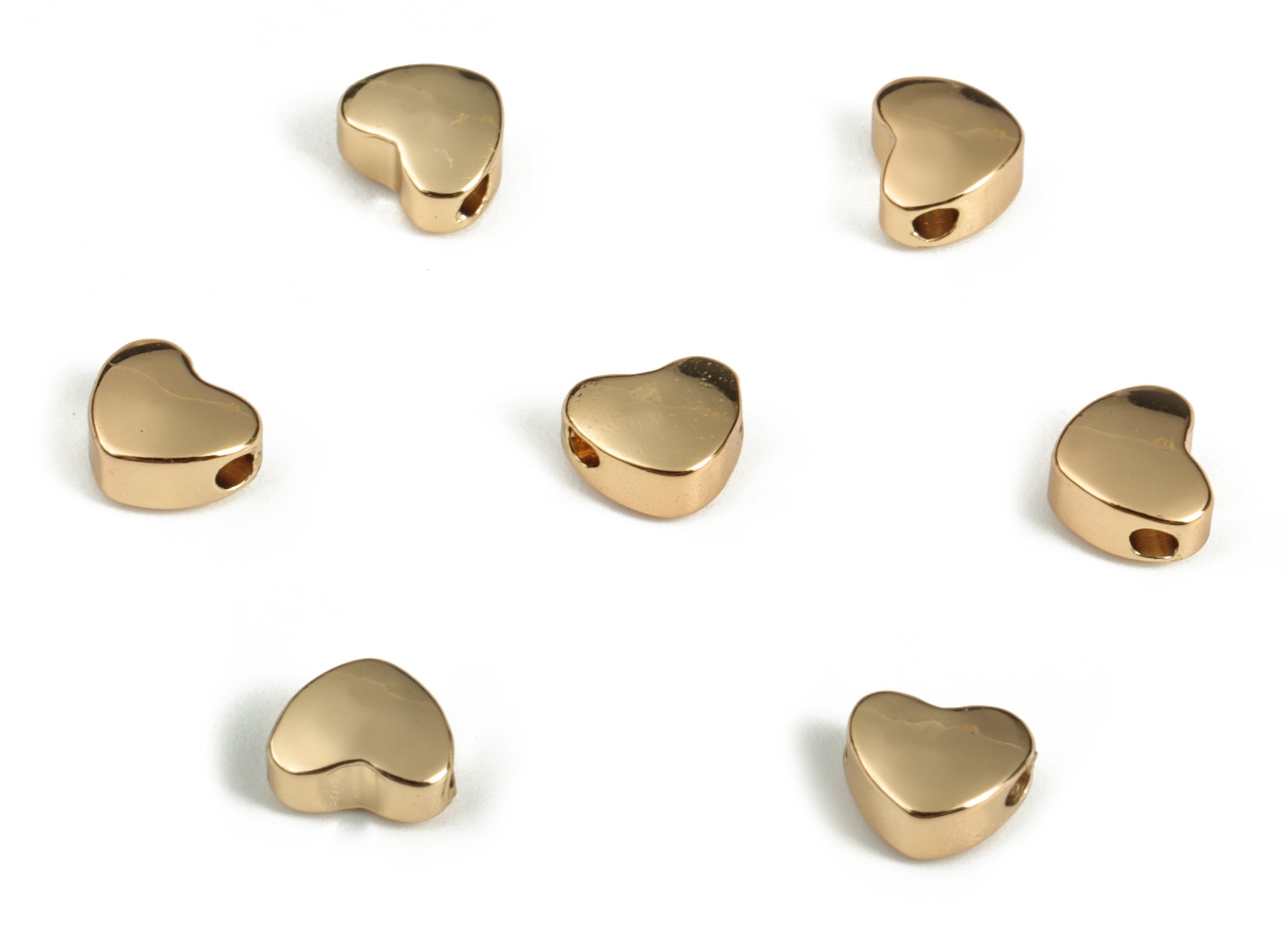 Heart Spacer Bead - Brass Heart Charms - Gold Heart Pendant - 18K Real Gold Plated Brass - Jewelry Making Supplies - 6.1x6.1x2.7mm - RGP3152 - DOMEDBAZAAR