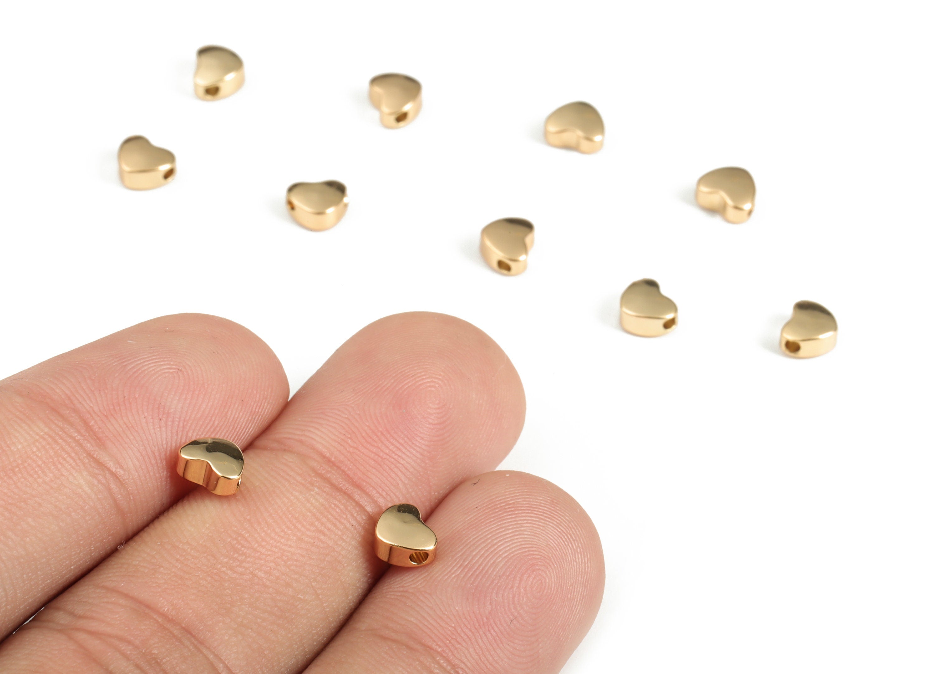 Heart Spacer Bead - Brass Heart Charms - Gold Heart Pendant - 18K Real Gold Plated Brass - Jewelry Making Supplies - 6.1x6.1x2.7mm - RGP3152 - DOMEDBAZAAR