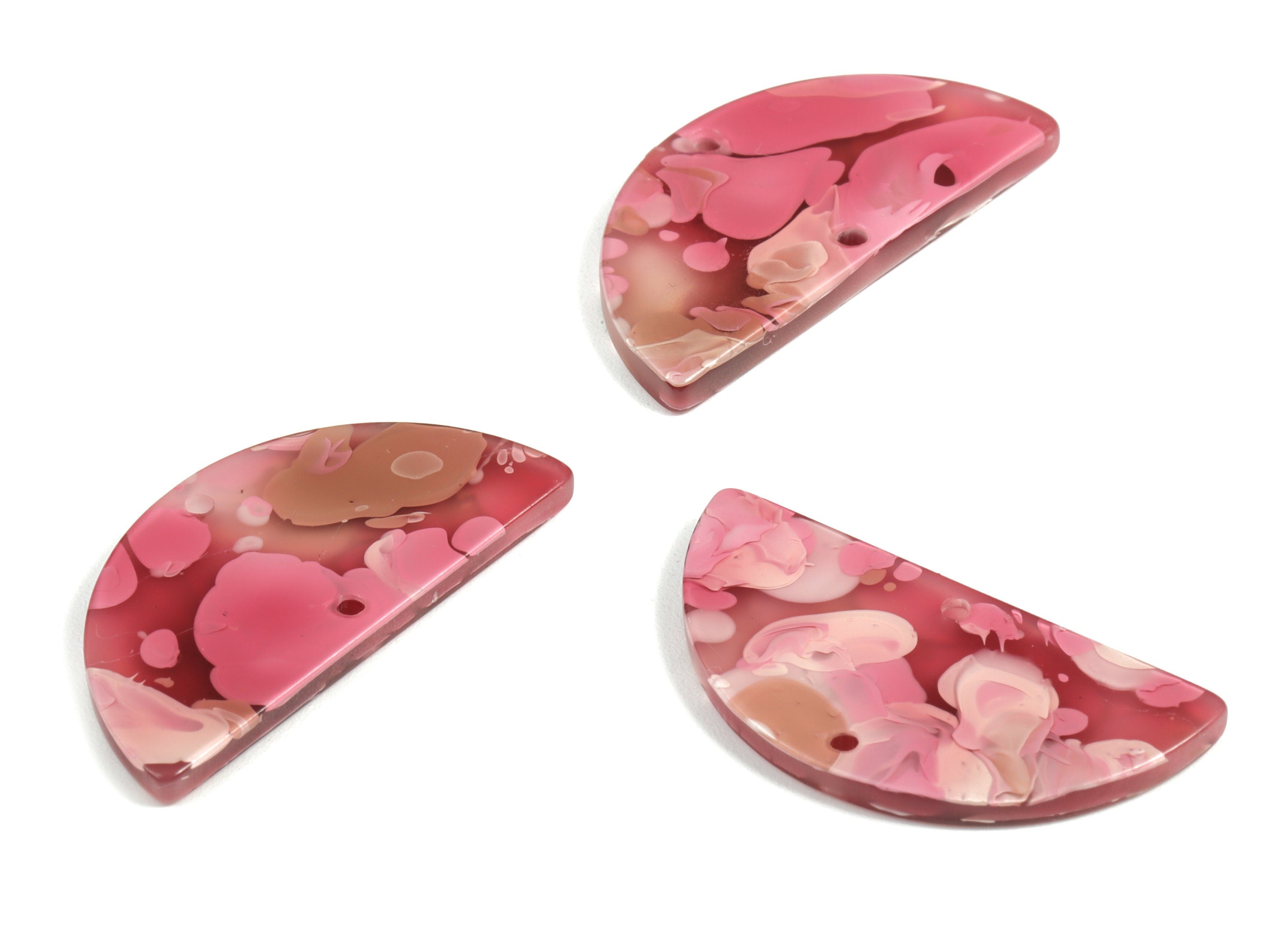 Acrylic Semicircle Earring Connectors - Acrylic Half Moon Charms - 2 Holes - Jewelry Supplies - Color Code:A633 - 34x17x3.1mm - AC1218-A633 - DOMEDBAZAAR