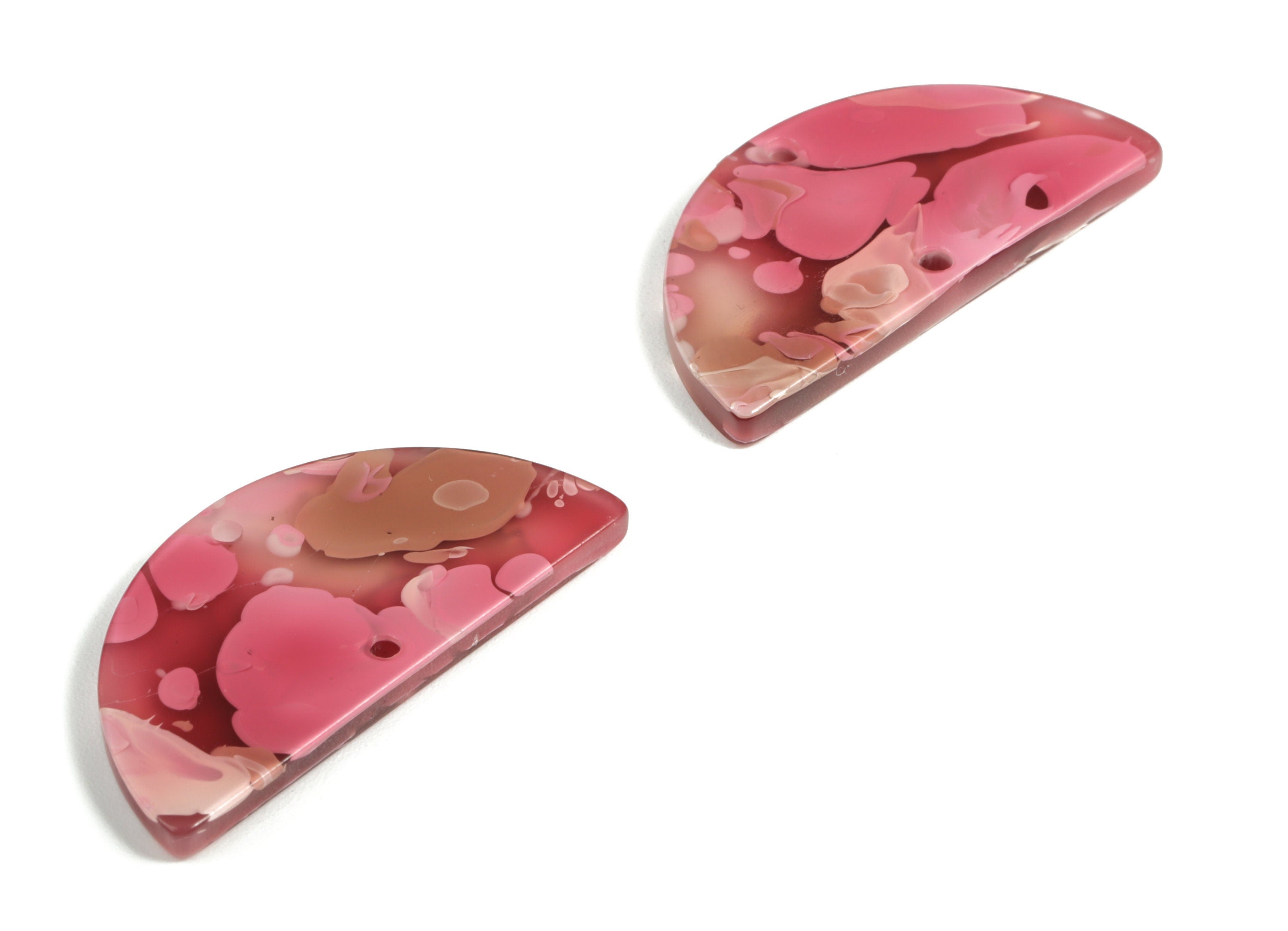 Acrylic Semicircle Earring Connectors - Acrylic Half Moon Charms - 2 Holes - Jewelry Supplies - Color Code:A633 - 34x17x3.1mm - AC1218-A633 - DOMEDBAZAAR