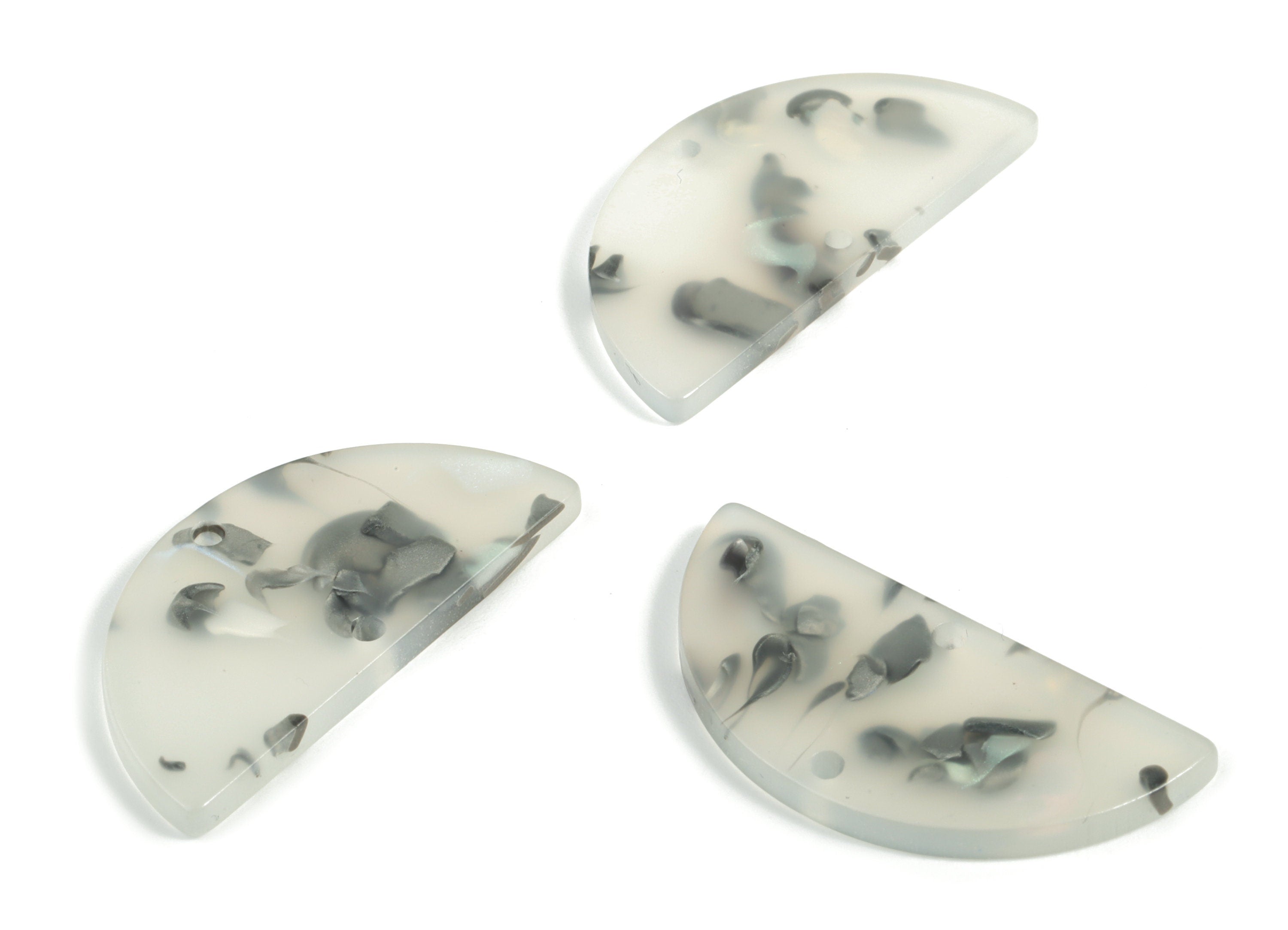 Acrylic Semicircle Earring Connectors - Acrylic Half Moon Charms - 2 Holes - Jewelry Supplies - Color Code:A606 - 34x17x2.6mm - AC1218-A606 - DOMEDBAZAAR