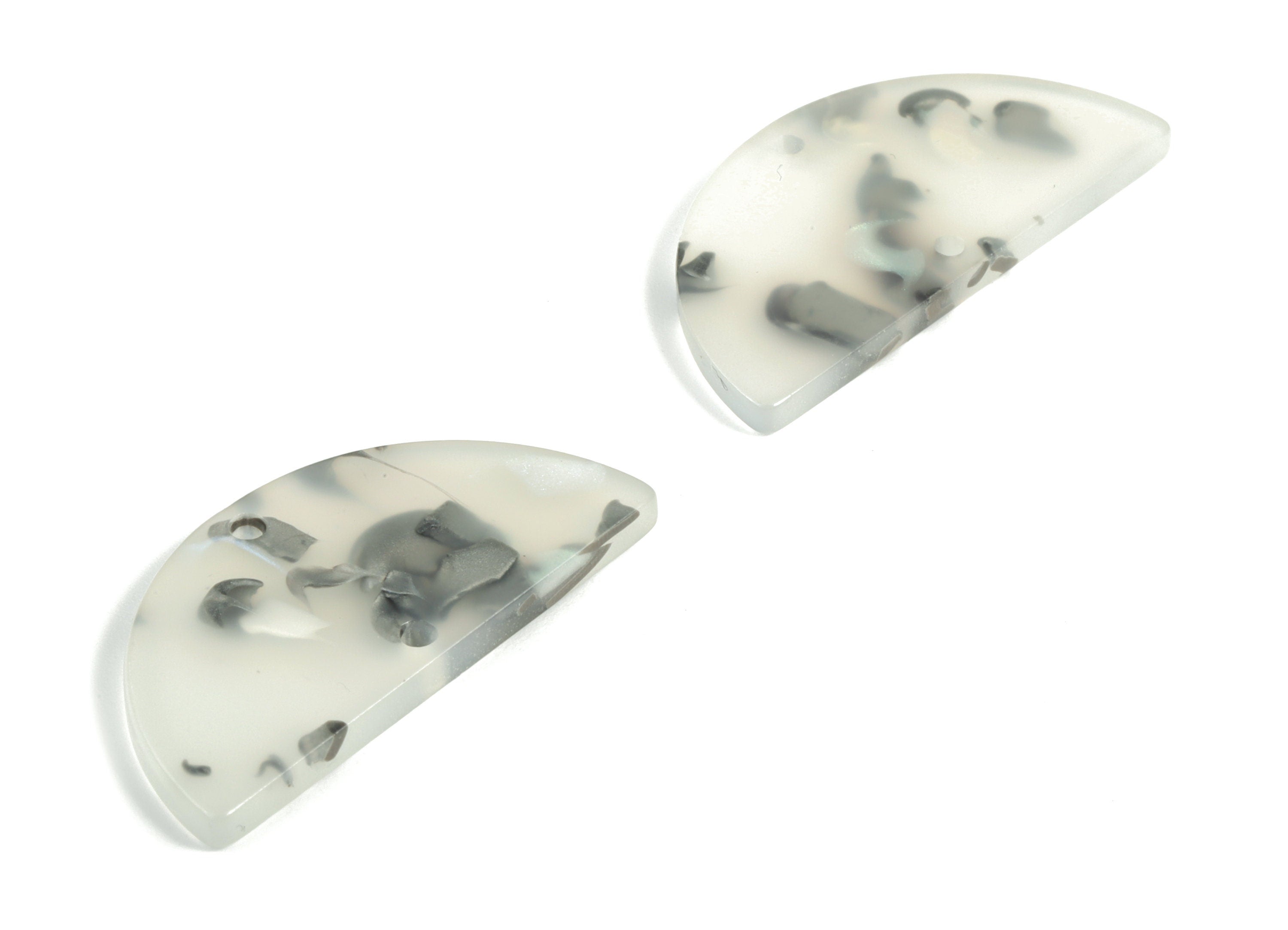 Acrylic Semicircle Earring Connectors - Acrylic Half Moon Charms - 2 Holes - Jewelry Supplies - Color Code:A606 - 34x17x2.6mm - AC1218-A606 - DOMEDBAZAAR