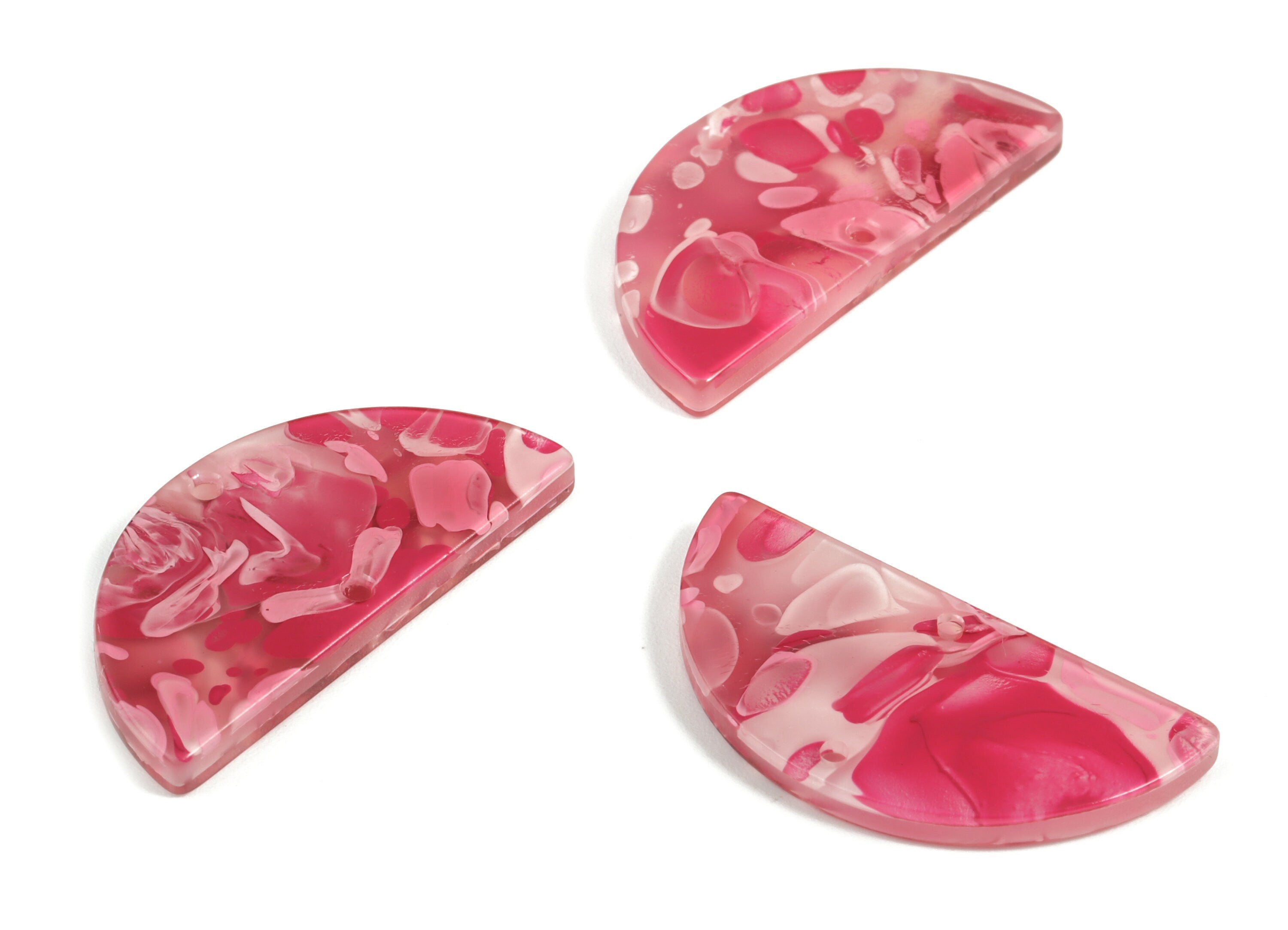 Acrylic Semicircle Earring Connectors - Acrylic Half Moon Charms - 2 Holes - Jewelry Supplies - Color Code:A632 - 34x17x2.8mm - AC1218-A632 - DOMEDBAZAAR