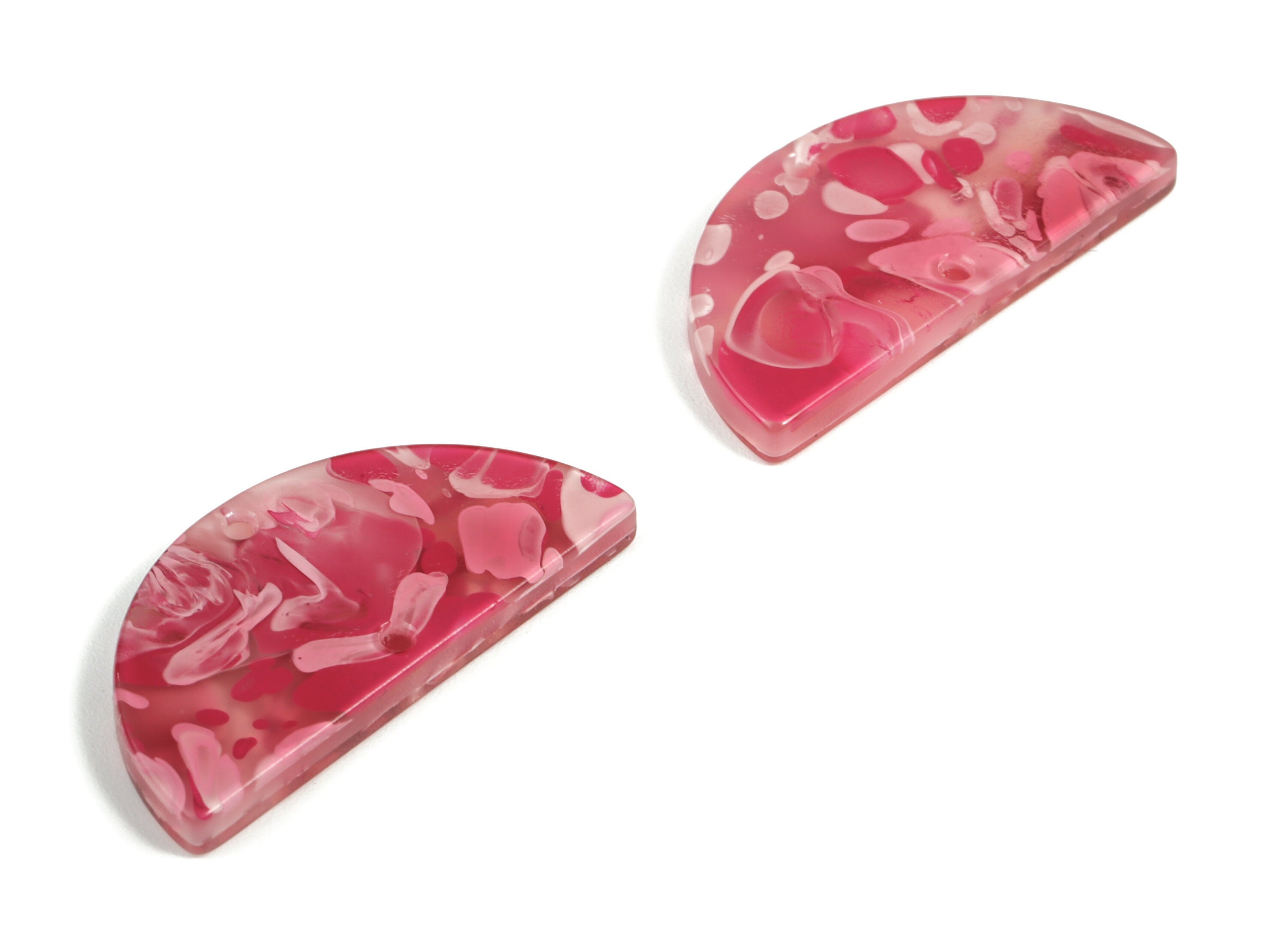 Acrylic Semicircle Earring Connectors - Acrylic Half Moon Charms - 2 Holes - Jewelry Supplies - Color Code:A632 - 34x17x2.8mm - AC1218-A632 - DOMEDBAZAAR
