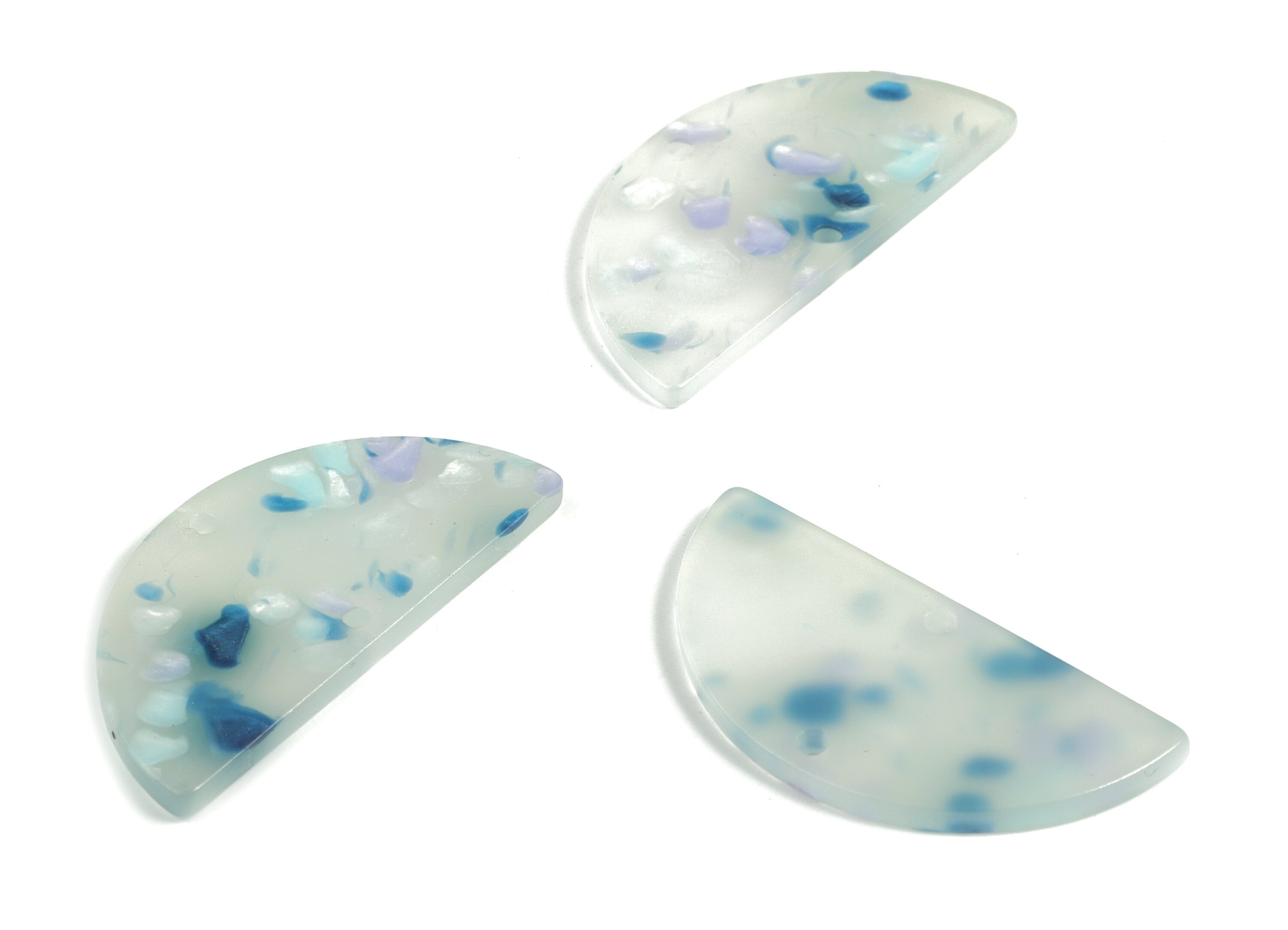 Acrylic Semicircle Earring Connectors - Acrylic Half Moon Charms - 2 Holes - Jewelry Supplies - Color Code:A605 - 34x17x2.5mm - AC1218-A605 - DOMEDBAZAAR