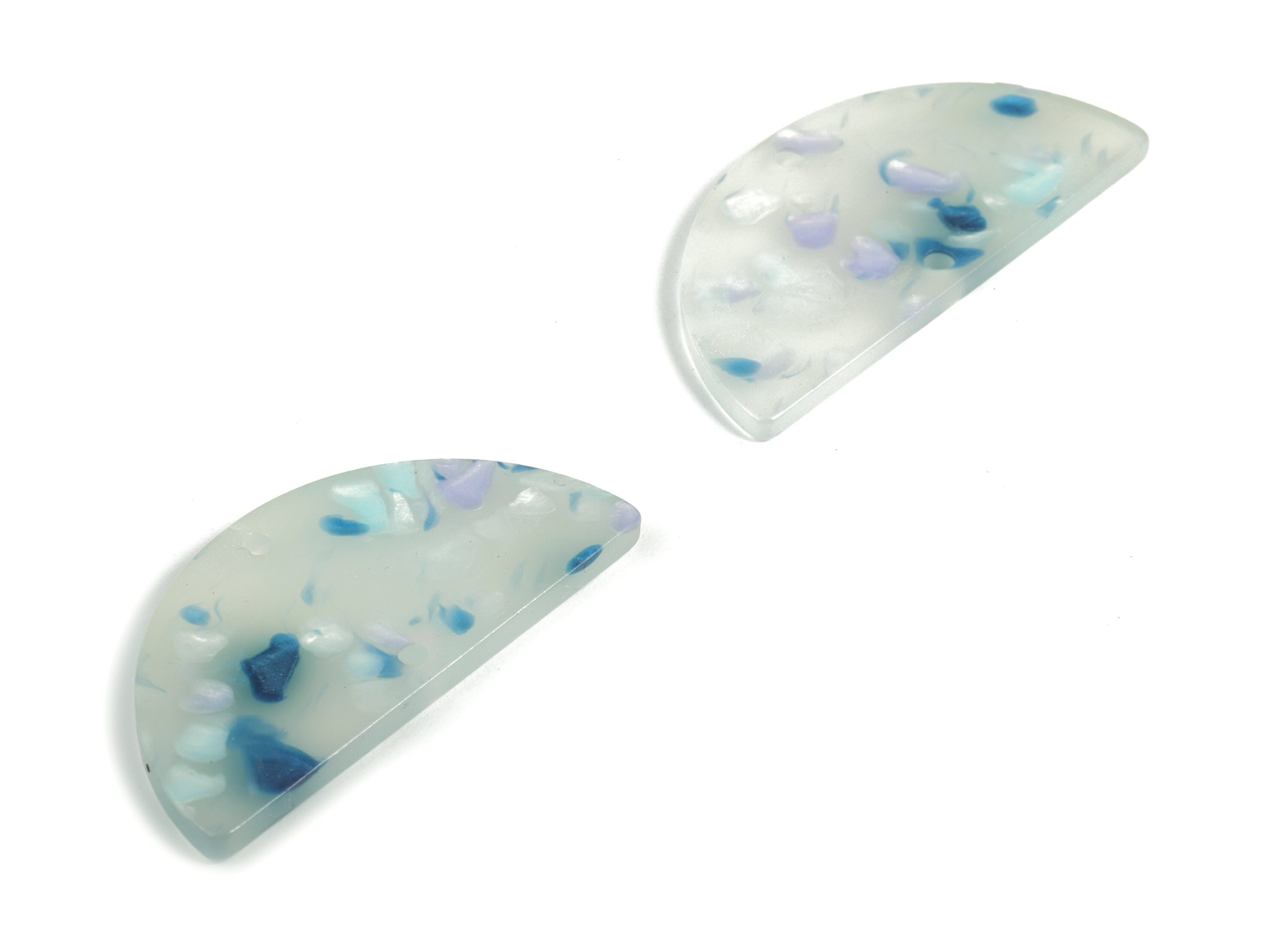 Acrylic Semicircle Earring Connectors - Acrylic Half Moon Charms - 2 Holes - Jewelry Supplies - Color Code:A605 - 34x17x2.5mm - AC1218-A605 - DOMEDBAZAAR