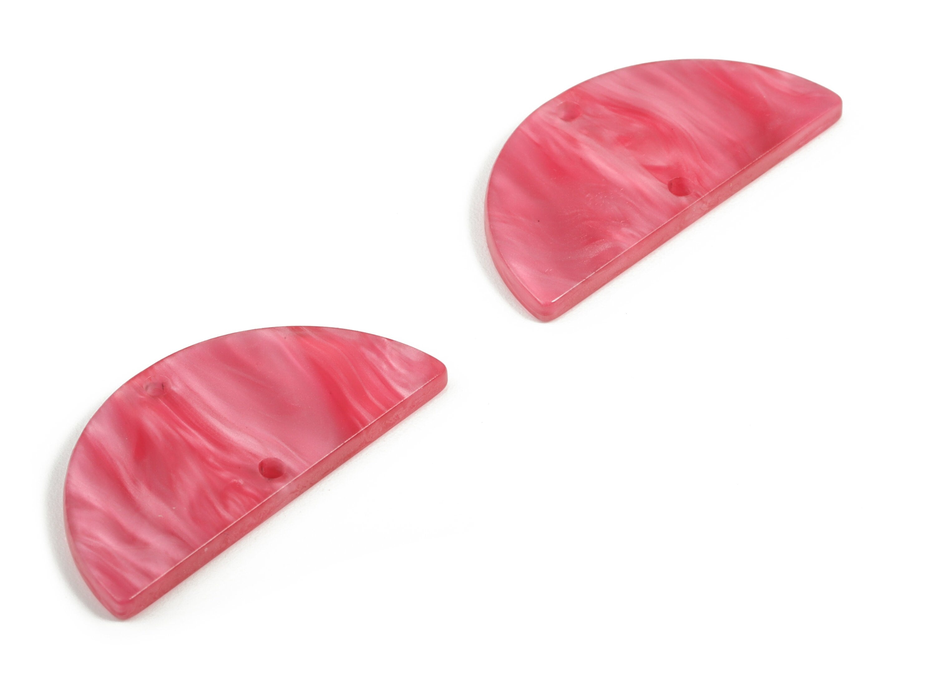 Acrylic Semicircle Earring Connectors - Acrylic Half Moon Charms - 2 Holes - Jewelry Supplies - Color Code:A629 - 34x17x2.6mm - AC1218-A629 - DOMEDBAZAAR