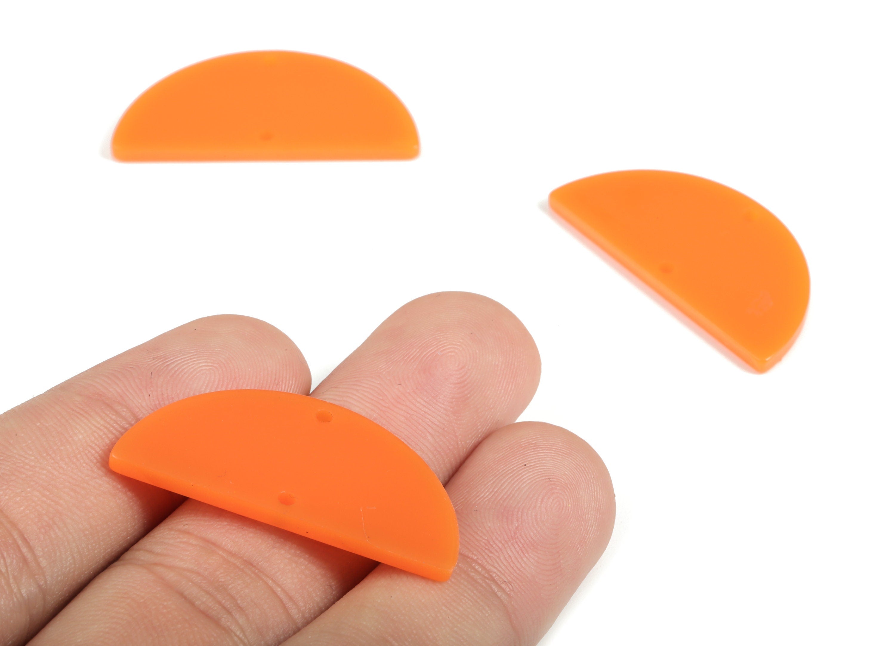 Acrylic Semicircle Earring Connectors - Acrylic Half Moon Charms - 2 Holes - Jewelry Supplies - Color Code:A615 - 34x17x2.2mm - AC1218-A615 - DOMEDBAZAAR